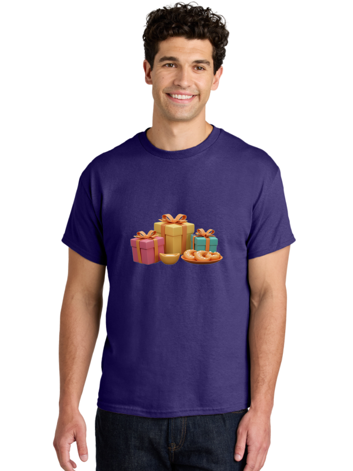 Gifts-And-Donuts Men'S Graphic Tee, 100% Cotton, Comfortable Casual Summer Wear, Machine Washable, Colorful Gift Boxes, Donut Treats, Sweet Delights, Tasty Desserts, Celebratory Gifts, Gift Wrapping, Donut Plate, Glazed Donuts, Sweet Tooth, Bad147