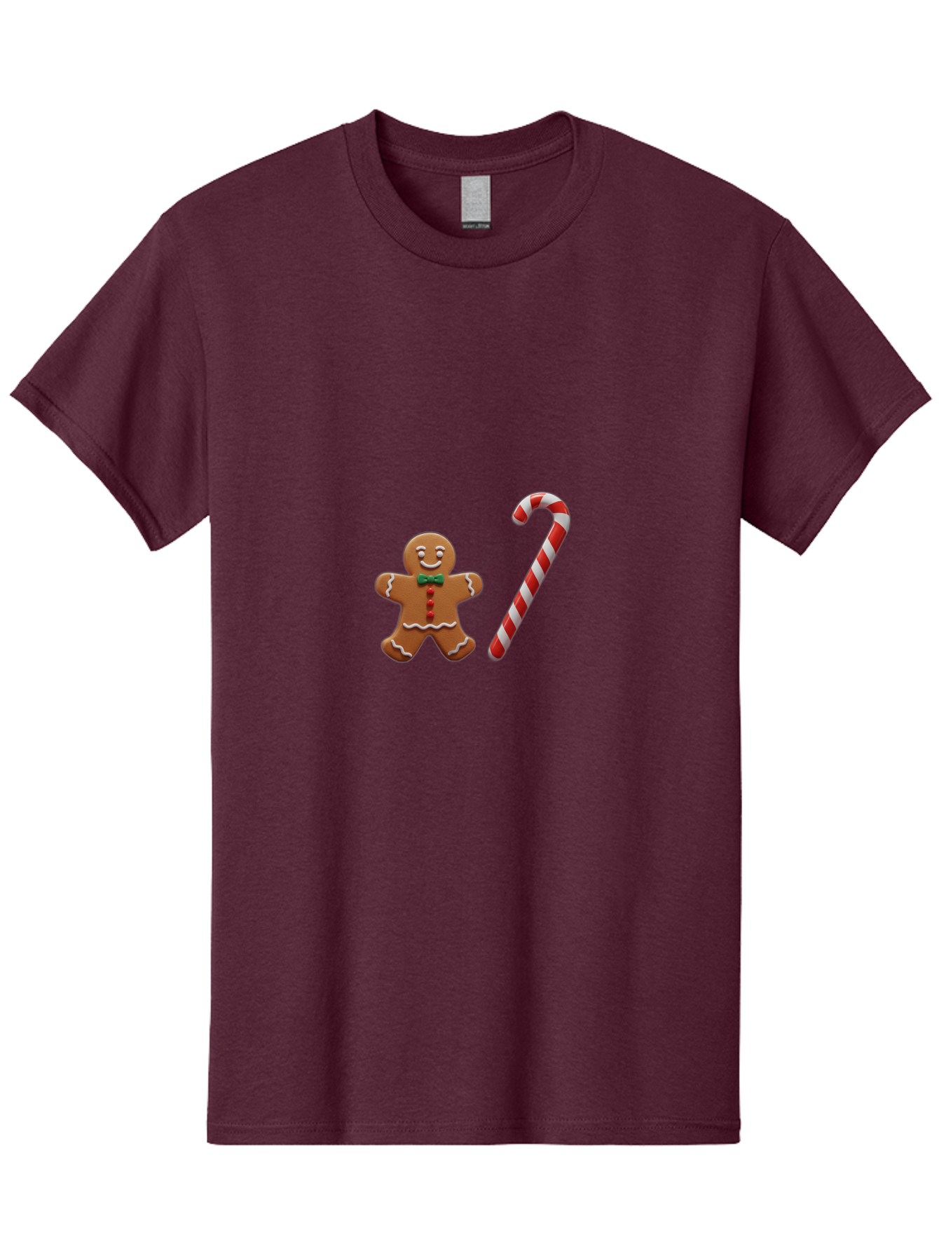 Gingerbread-Man-Candy-Cane Men'S Graphic Tee, 100% Cotton, Comfortable Casual Summer Wear, Machine Washable, Gingerbread Man, Candy Cane, Holiday Treats, Festive Sweets, Christmas Cookie, Red And White, Sweet Delights, Festive Decorations, Bad149