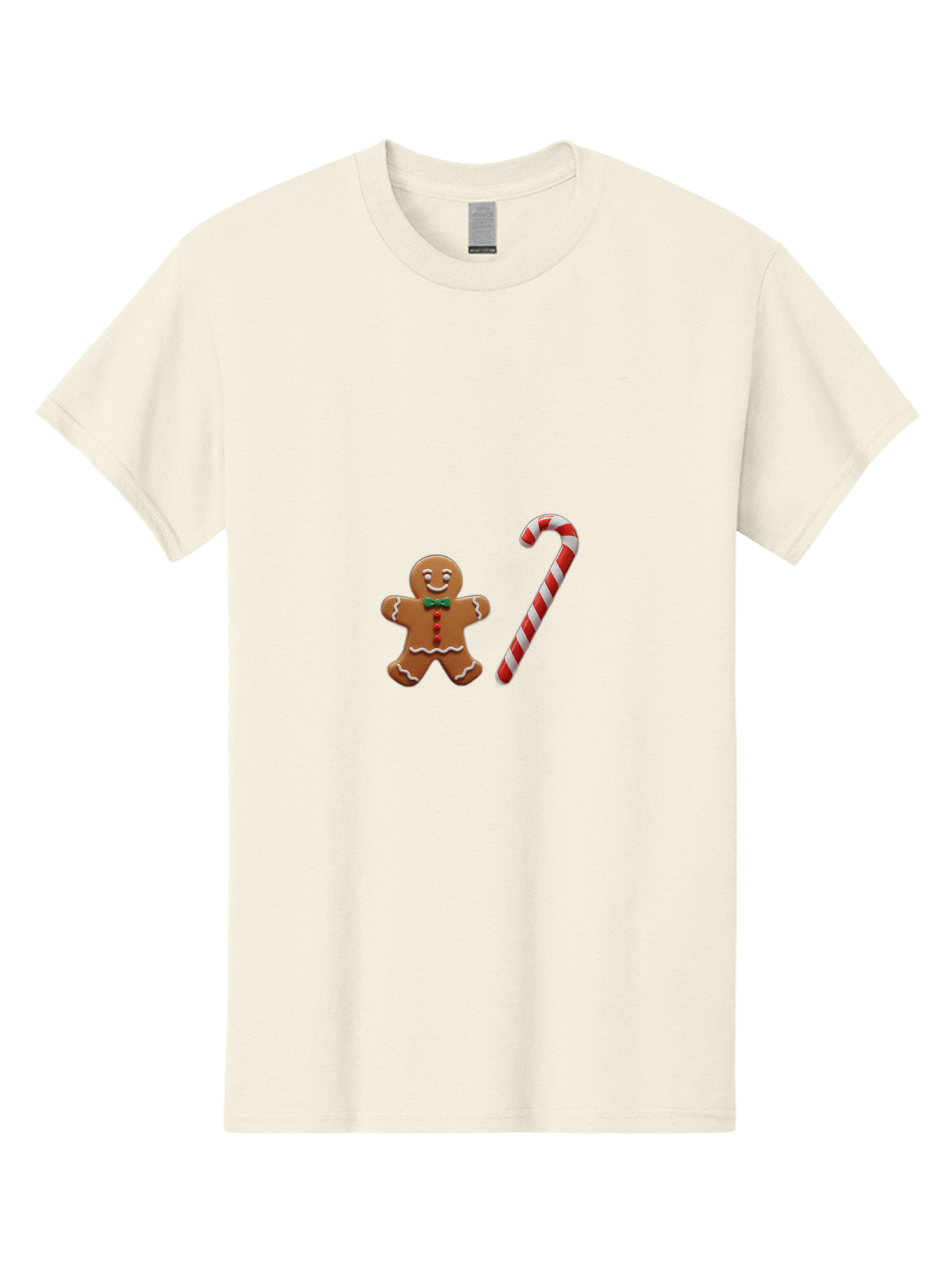 Gingerbread-Man-Candy-Cane Men'S Graphic Tee, 100% Cotton, Comfortable Casual Summer Wear, Machine Washable, Gingerbread Man, Candy Cane, Holiday Treats, Festive Sweets, Christmas Cookie, Red And White, Sweet Delights, Festive Decorations, Bad149