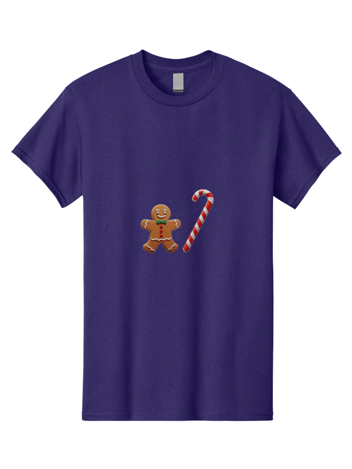 Gingerbread-Man-Candy-Cane Men'S Graphic Tee, 100% Cotton, Comfortable Casual Summer Wear, Machine Washable, Gingerbread Man, Candy Cane, Holiday Treats, Festive Sweets, Christmas Cookie, Red And White, Sweet Delights, Festive Decorations, Bad149