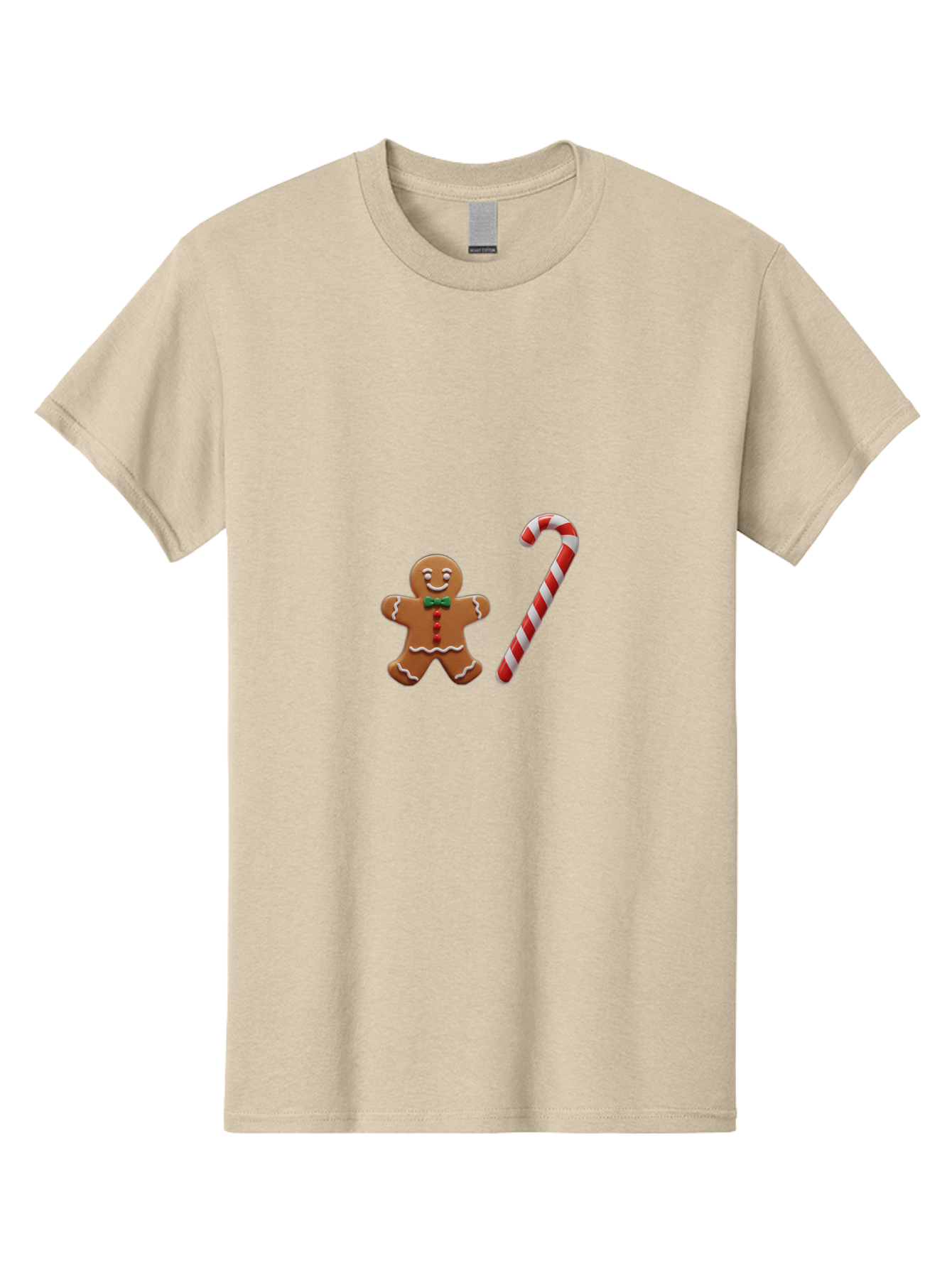 Gingerbread-Man-Candy-Cane Men'S Graphic Tee, 100% Cotton, Comfortable Casual Summer Wear, Machine Washable, Gingerbread Man, Candy Cane, Holiday Treats, Festive Sweets, Christmas Cookie, Red And White, Sweet Delights, Festive Decorations, Bad149