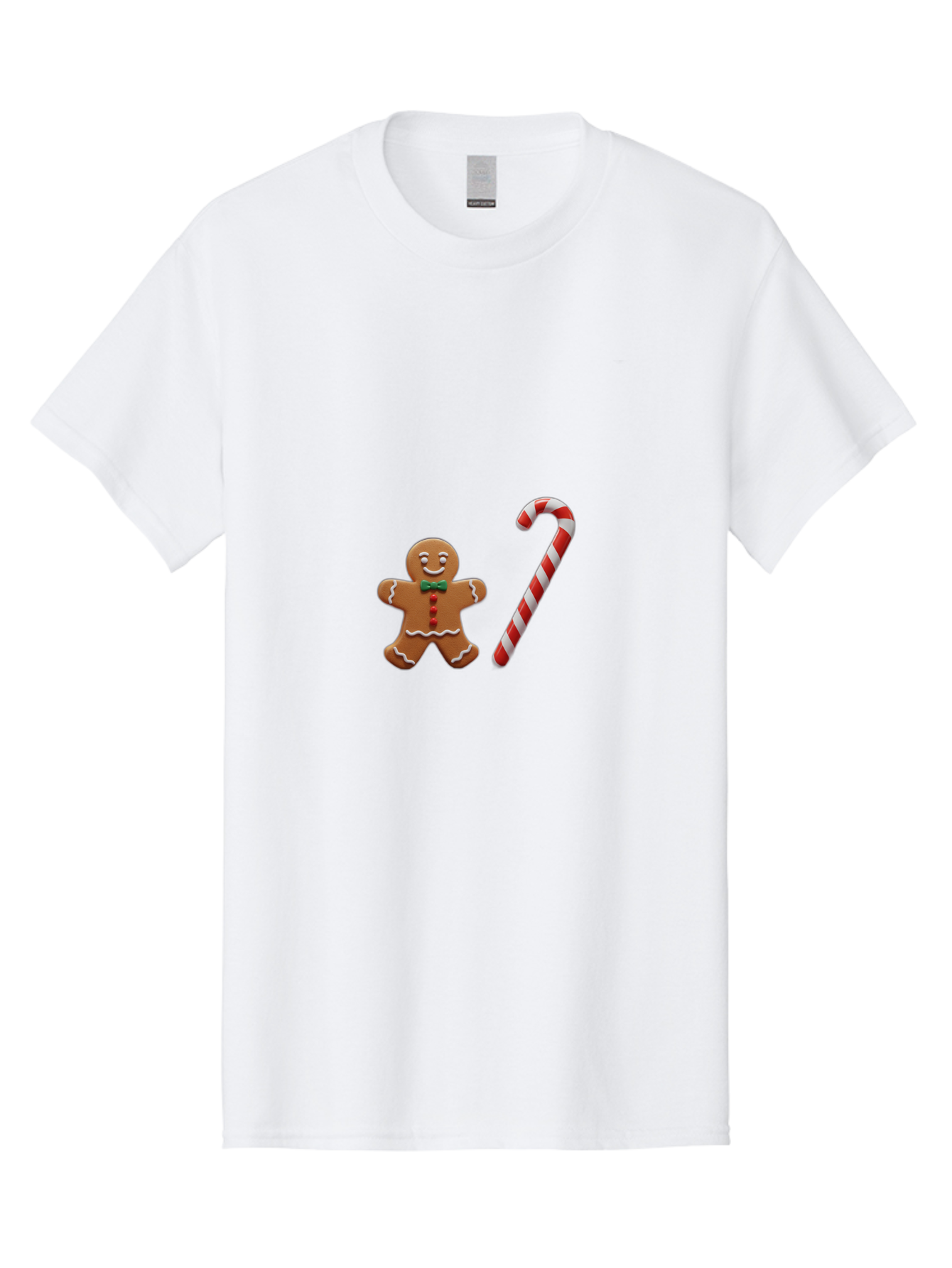 Gingerbread-Man-Candy-Cane Men'S Graphic Tee, 100% Cotton, Comfortable Casual Summer Wear, Machine Washable, Gingerbread Man, Candy Cane, Holiday Treats, Festive Sweets, Christmas Cookie, Red And White, Sweet Delights, Festive Decorations, Bad149