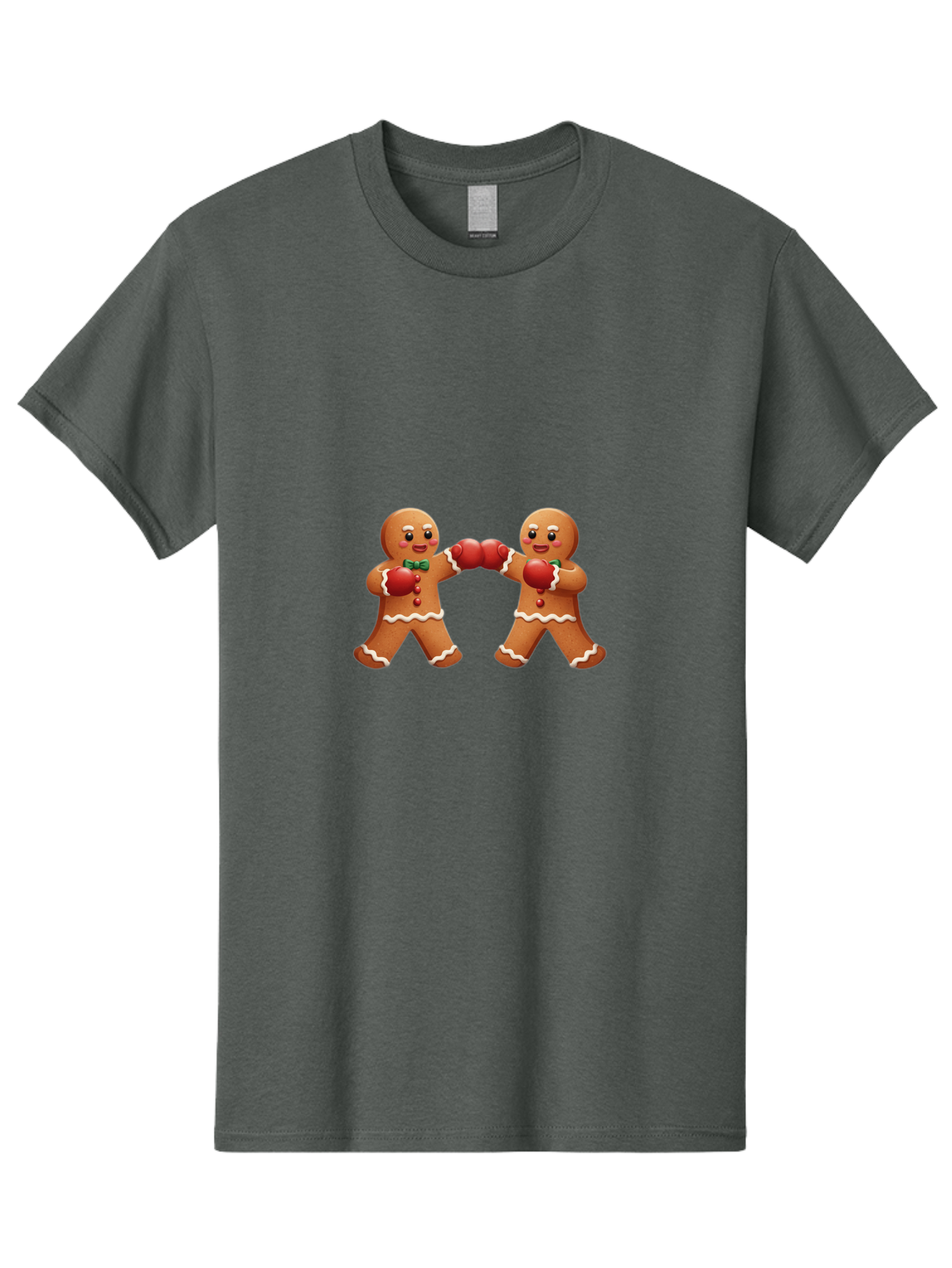 Gingerbread-Men-Boxing Men'S Graphic Tee, 100% Cotton, Comfortable Casual Summer Wear, Machine Washable, Gingerbread Man, Festive Characters, Holiday Treats, Boxing Gloves, Fighting Pose, Christmas Sweets, Baked Goods, Sweet Illustrations, Bad150