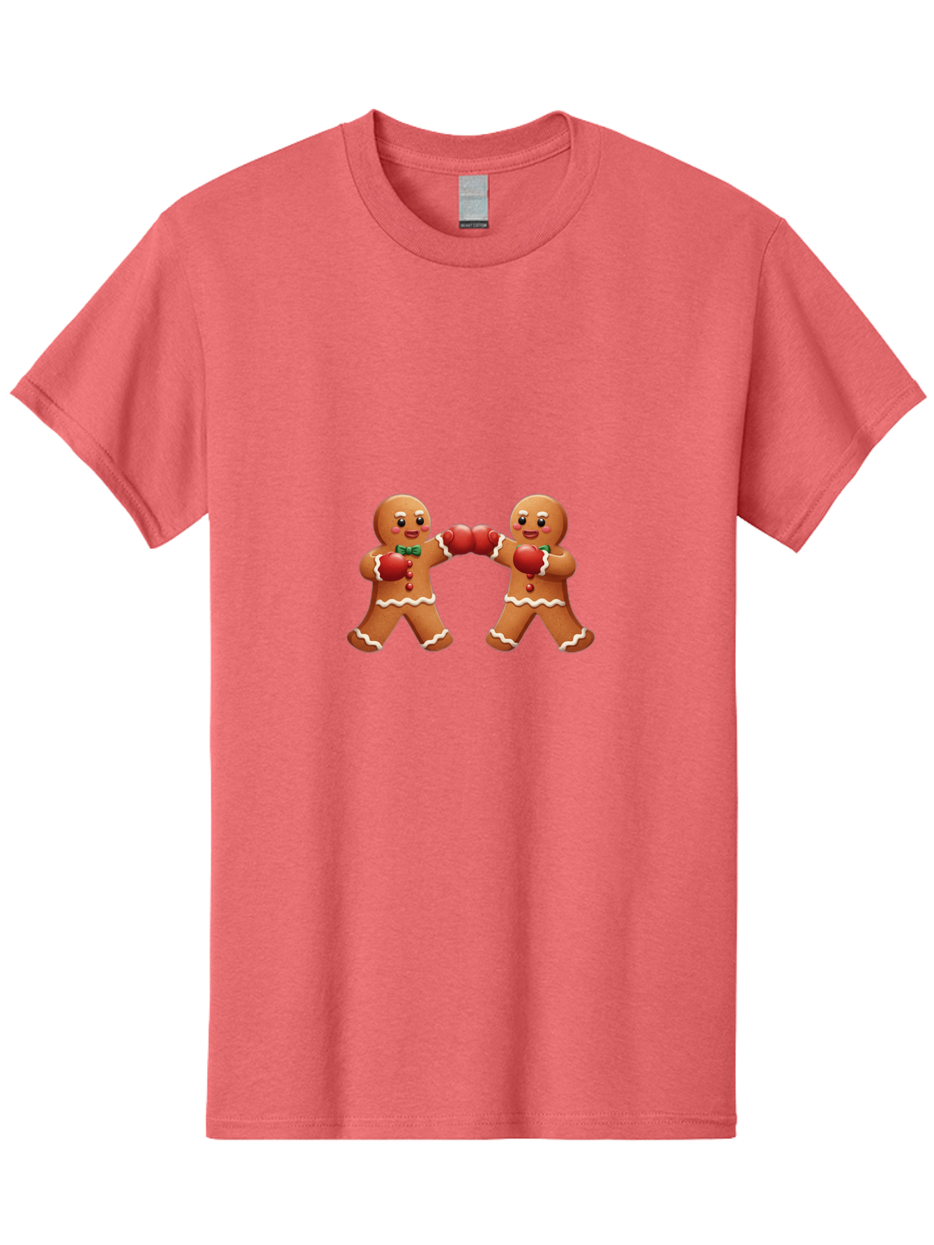 Gingerbread-Men-Boxing Men'S Graphic Tee, 100% Cotton, Comfortable Casual Summer Wear, Machine Washable, Gingerbread Man, Festive Characters, Holiday Treats, Boxing Gloves, Fighting Pose, Christmas Sweets, Baked Goods, Sweet Illustrations, Bad150