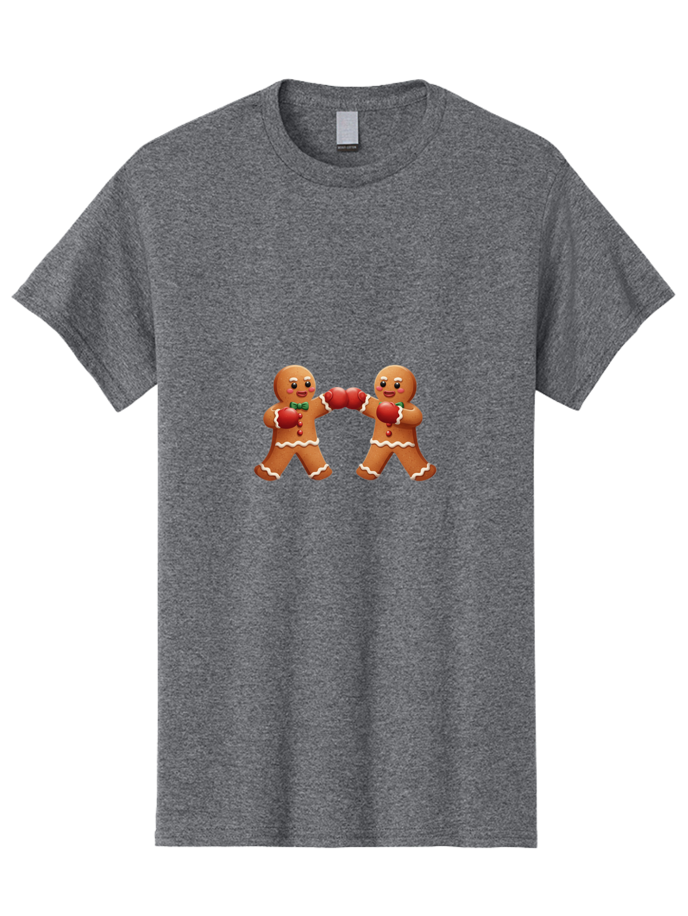 Gingerbread-Men-Boxing Men'S Graphic Tee, 100% Cotton, Comfortable Casual Summer Wear, Machine Washable, Gingerbread Man, Festive Characters, Holiday Treats, Boxing Gloves, Fighting Pose, Christmas Sweets, Baked Goods, Sweet Illustrations, Bad150