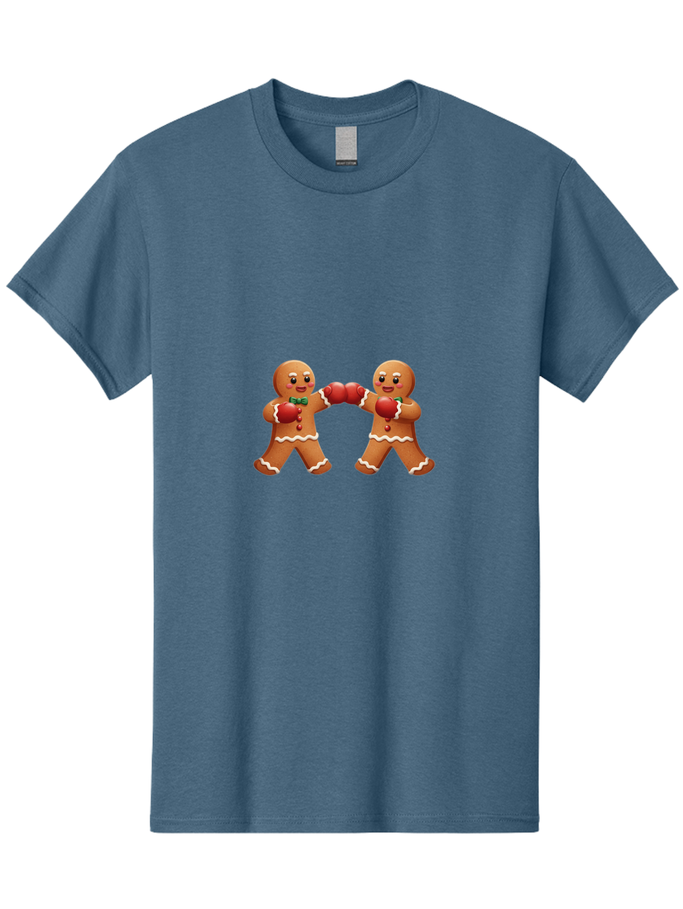 Gingerbread-Men-Boxing Men'S Graphic Tee, 100% Cotton, Comfortable Casual Summer Wear, Machine Washable, Gingerbread Man, Festive Characters, Holiday Treats, Boxing Gloves, Fighting Pose, Christmas Sweets, Baked Goods, Sweet Illustrations, Bad150