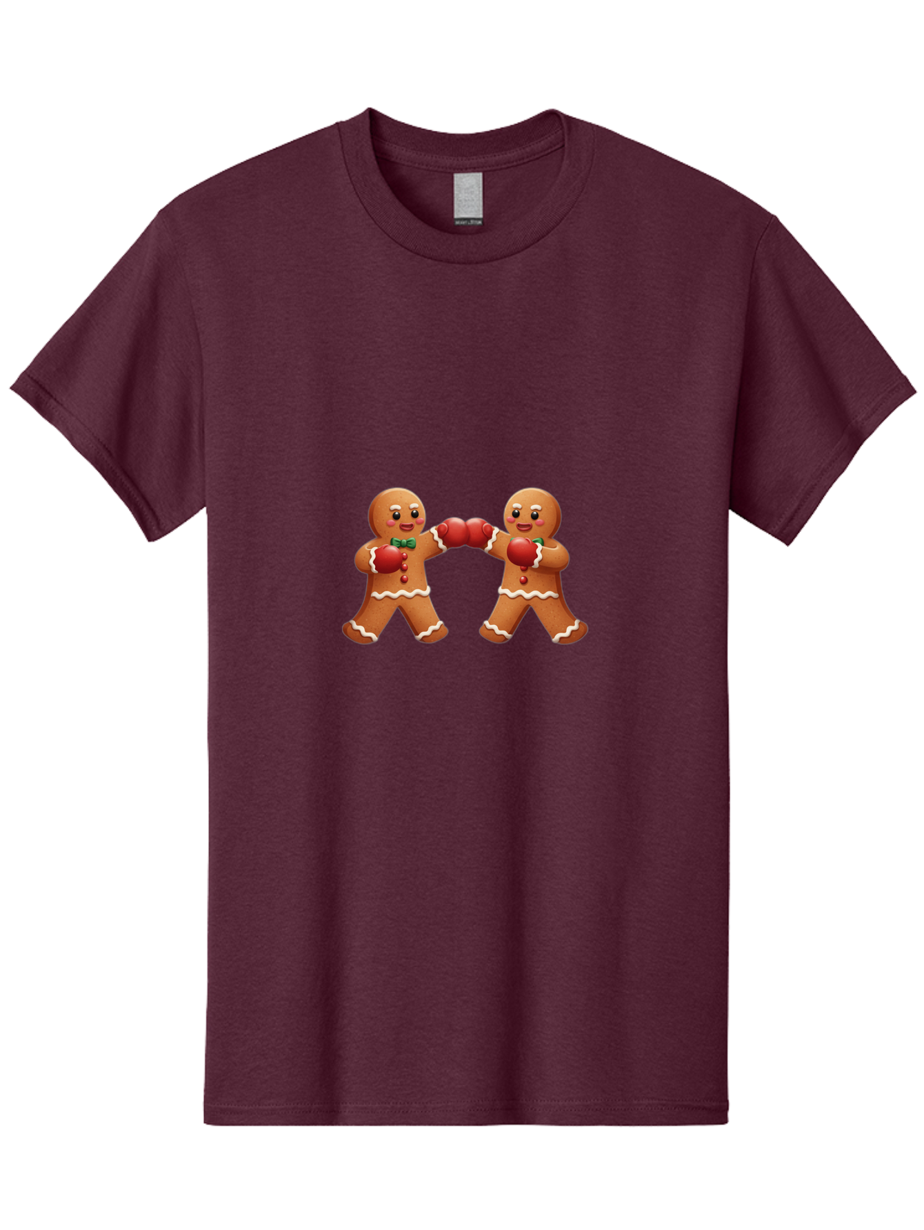 Gingerbread-Men-Boxing Men'S Graphic Tee, 100% Cotton, Comfortable Casual Summer Wear, Machine Washable, Gingerbread Man, Festive Characters, Holiday Treats, Boxing Gloves, Fighting Pose, Christmas Sweets, Baked Goods, Sweet Illustrations, Bad150