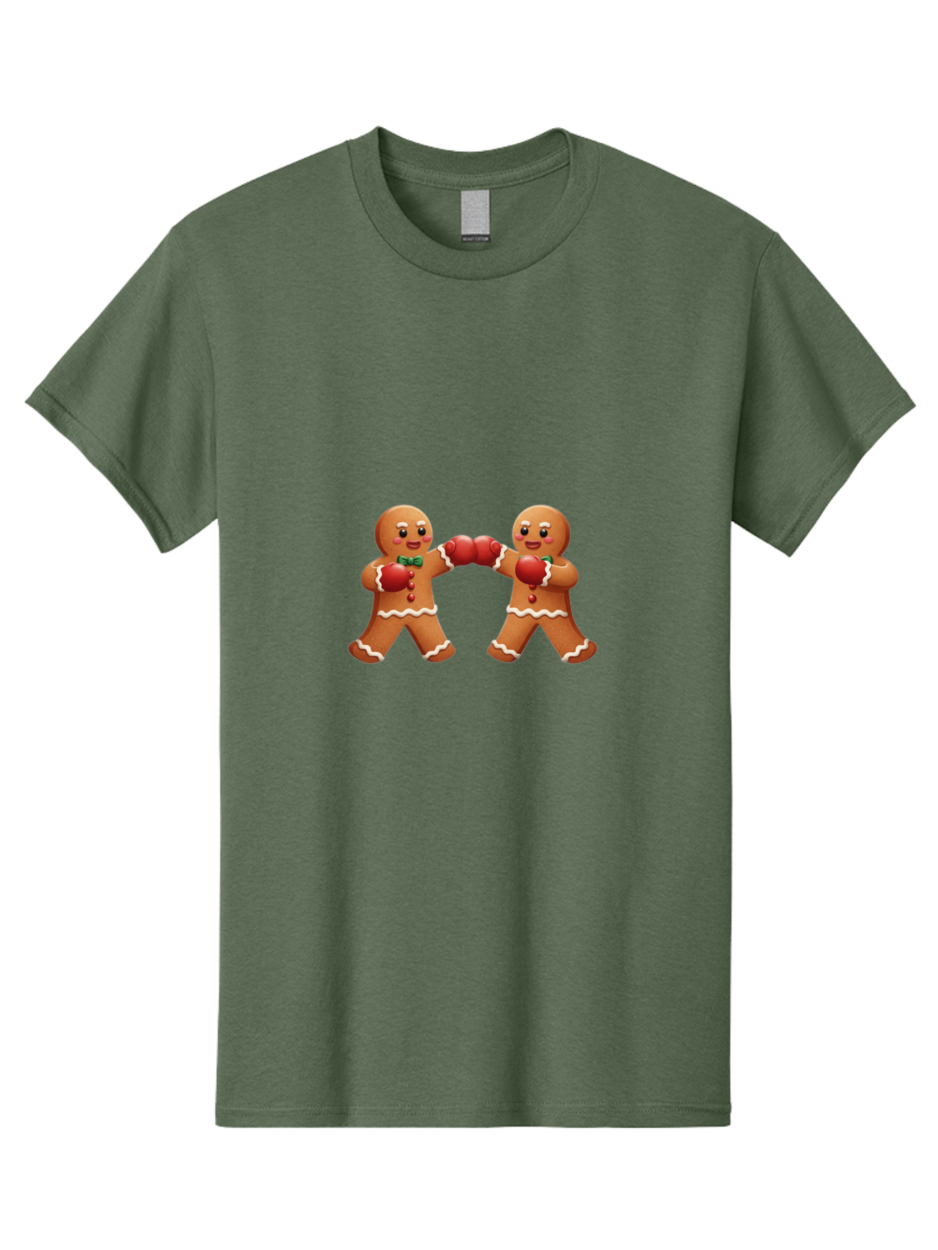 Gingerbread-Men-Boxing Men'S Graphic Tee, 100% Cotton, Comfortable Casual Summer Wear, Machine Washable, Gingerbread Man, Festive Characters, Holiday Treats, Boxing Gloves, Fighting Pose, Christmas Sweets, Baked Goods, Sweet Illustrations, Bad150