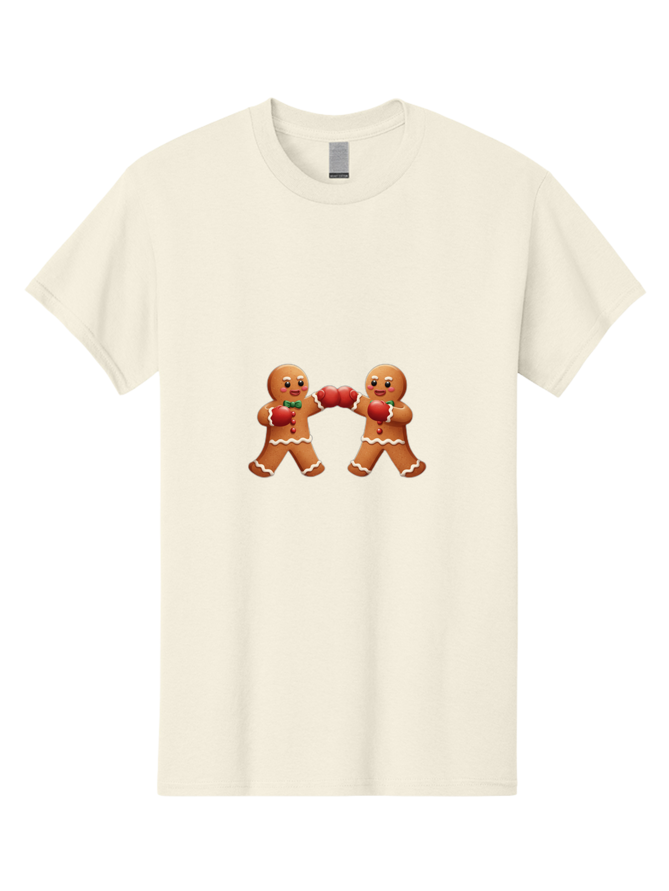 Gingerbread-Men-Boxing Men'S Graphic Tee, 100% Cotton, Comfortable Casual Summer Wear, Machine Washable, Gingerbread Man, Festive Characters, Holiday Treats, Boxing Gloves, Fighting Pose, Christmas Sweets, Baked Goods, Sweet Illustrations, Bad150