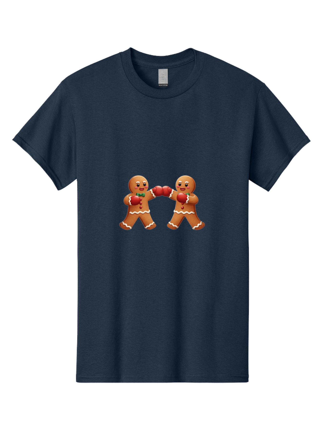 Gingerbread-Men-Boxing Men'S Graphic Tee, 100% Cotton, Comfortable Casual Summer Wear, Machine Washable, Gingerbread Man, Festive Characters, Holiday Treats, Boxing Gloves, Fighting Pose, Christmas Sweets, Baked Goods, Sweet Illustrations, Bad150