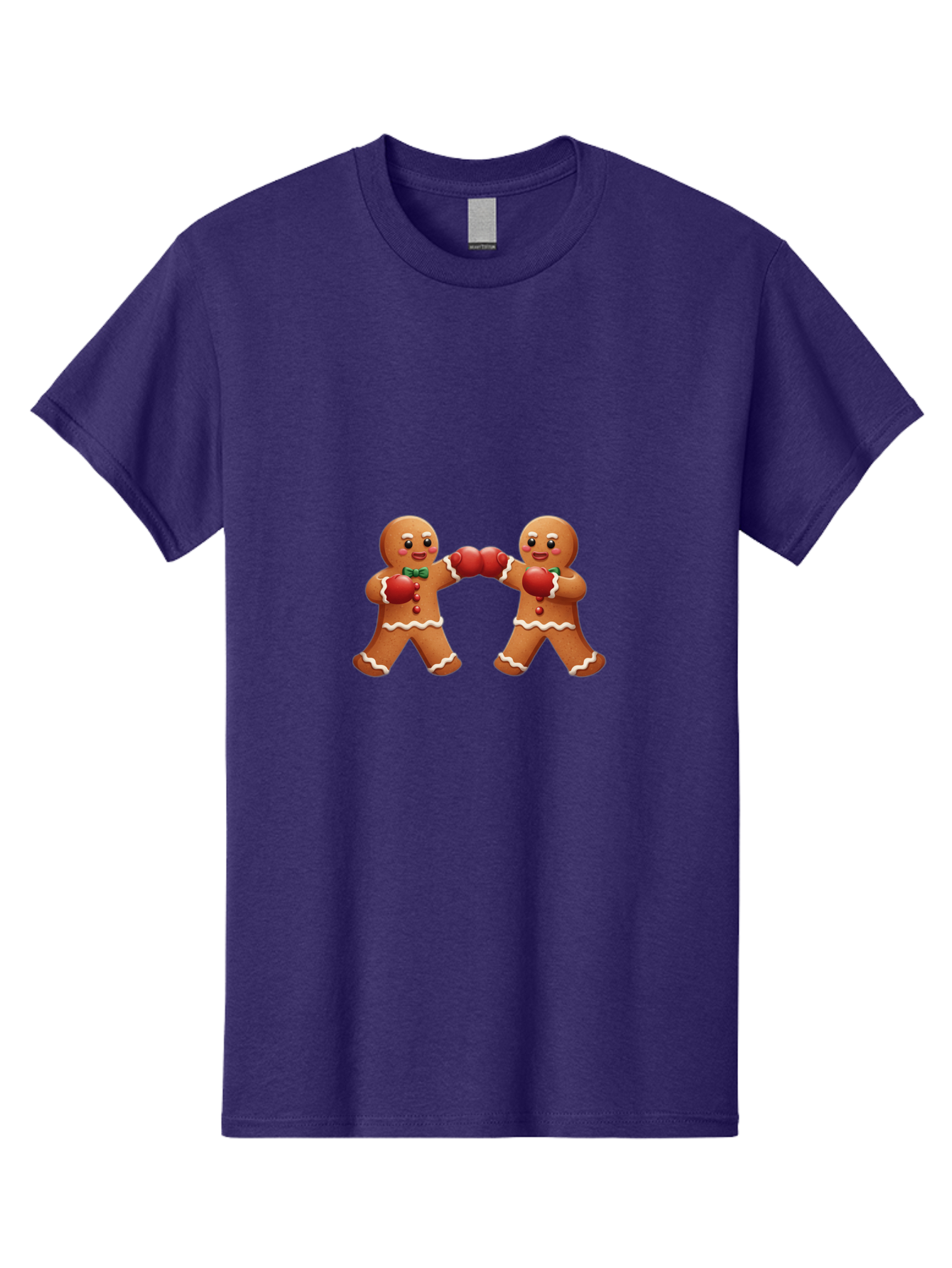 Gingerbread-Men-Boxing Men'S Graphic Tee, 100% Cotton, Comfortable Casual Summer Wear, Machine Washable, Gingerbread Man, Festive Characters, Holiday Treats, Boxing Gloves, Fighting Pose, Christmas Sweets, Baked Goods, Sweet Illustrations, Bad150