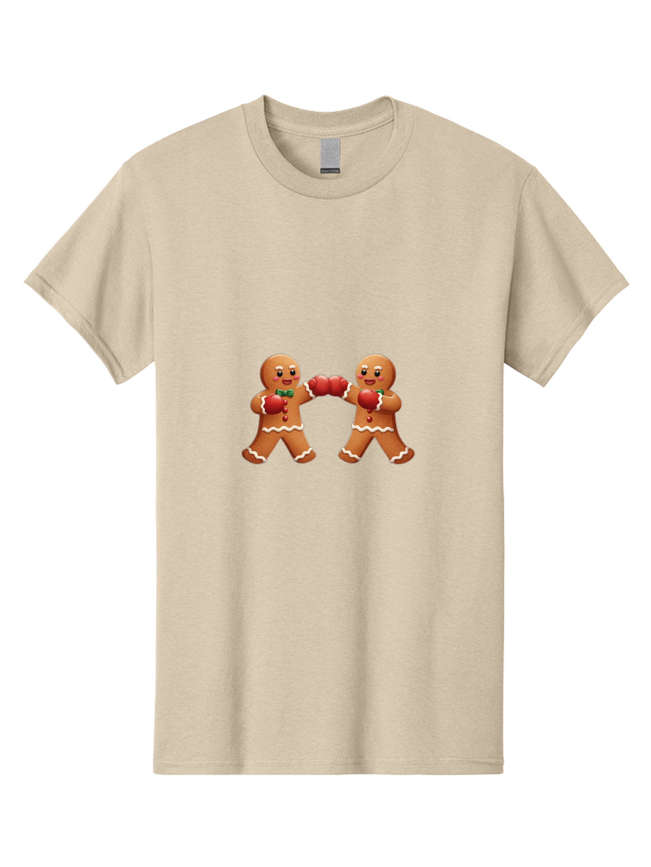 Gingerbread-Men-Boxing Men'S Graphic Tee, 100% Cotton, Comfortable Casual Summer Wear, Machine Washable, Gingerbread Man, Festive Characters, Holiday Treats, Boxing Gloves, Fighting Pose, Christmas Sweets, Baked Goods, Sweet Illustrations, Bad150