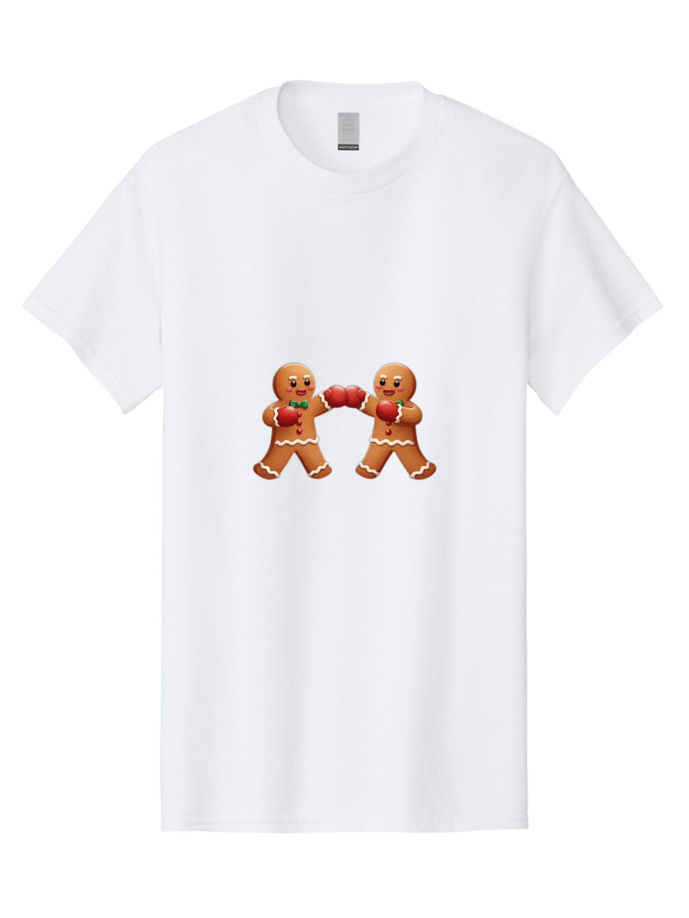 Gingerbread-Men-Boxing Men'S Graphic Tee, 100% Cotton, Comfortable Casual Summer Wear, Machine Washable, Gingerbread Man, Festive Characters, Holiday Treats, Boxing Gloves, Fighting Pose, Christmas Sweets, Baked Goods, Sweet Illustrations, Bad150
