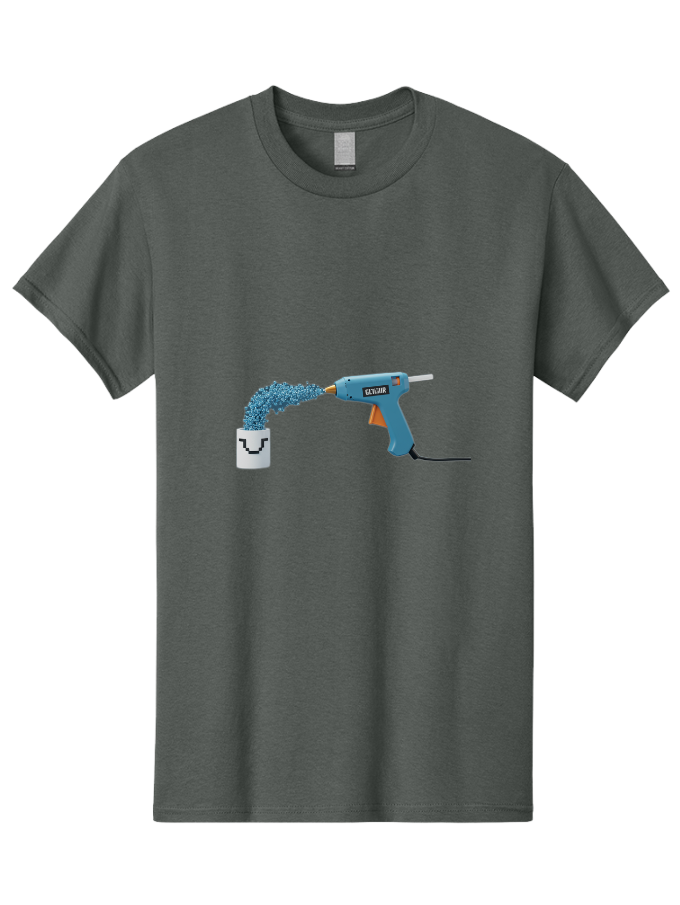 Glu4Hr-Glue-Gun Men'S Graphic Tee, 100% Cotton, Comfortable Casual Summer Wear, Machine Washable, Hot Glue Gun, Gluing, Craft Supply, Crafting, Diy Project, Arts And Crafts, Adhesive, Creative Activity, Manual Dexterity Bad153
