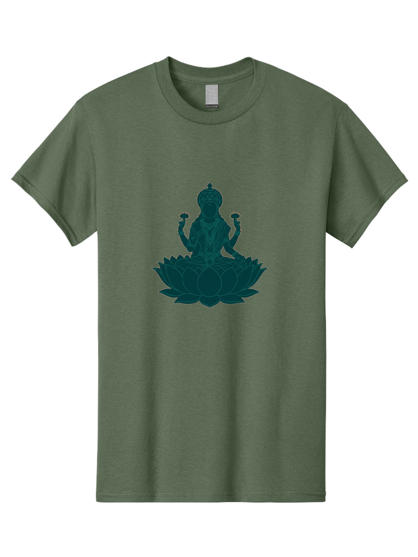Goddess-Lakshmi Men'S Graphic Tee, 100% Cotton, Comfortable Casual Summer Wear, Machine Washable, Goddess Lakshmi, Lotus Flower, Spiritual Symbolism, Hindu Mythology, Sacred Geometry, Peaceful Pose, Sacred Lotus, Divine Energy, Prosperity, Bad154