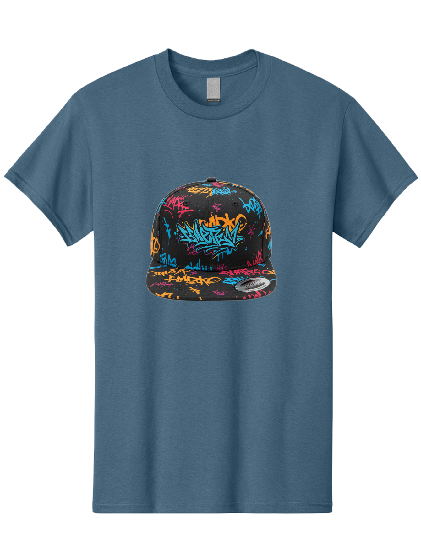 Graffiti-Snapback Men'S Graphic Tee, 100% Cotton, Comfortable Casual Summer Wear, Machine Washable, Graffiti Cap, Urban Style, Streetwear Fashion, Black Baseball Cap, Colorful Graffiti, Bold Design, Trendy Accessory, New Era Cap, Custom Hat, Bad166