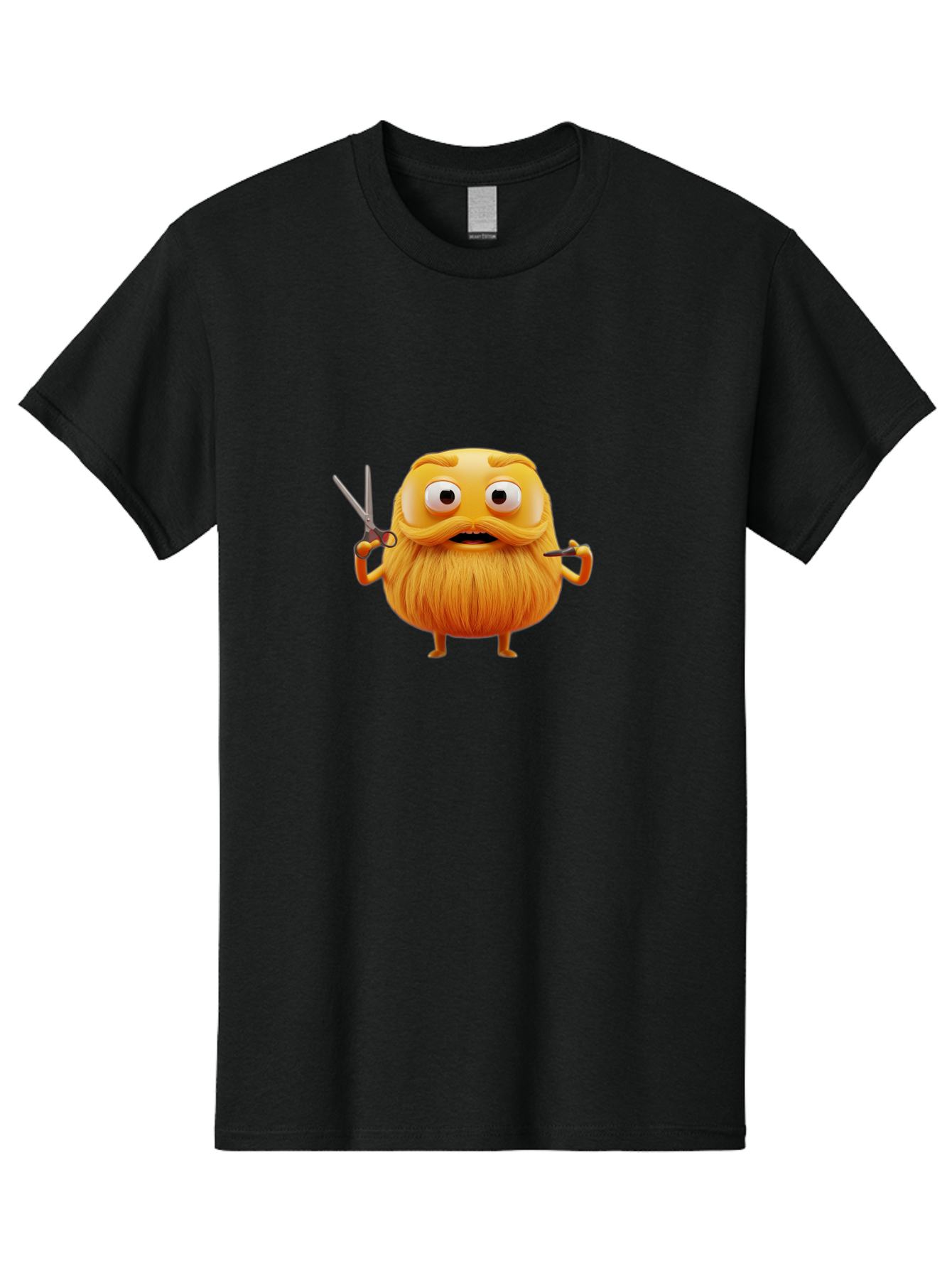 Grooming-Character Men'S Graphic Tee, 100% Cotton, Comfortable Casual Summer Wear, Machine Washable, Anthropomorphic Bread, Cartoon Character, Grooming, Scissors, Comb, Funny, Quirky, Humorous, Cartoon Style, Bread Character, Mustache, Beard Bad171