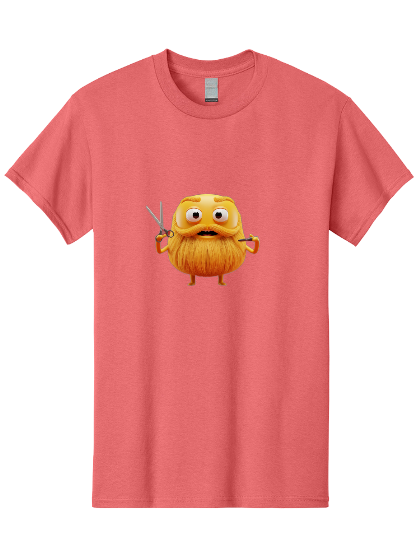 Grooming-Character Men'S Graphic Tee, 100% Cotton, Comfortable Casual Summer Wear, Machine Washable, Anthropomorphic Bread, Cartoon Character, Grooming, Scissors, Comb, Funny, Quirky, Humorous, Cartoon Style, Bread Character, Mustache, Beard Bad171