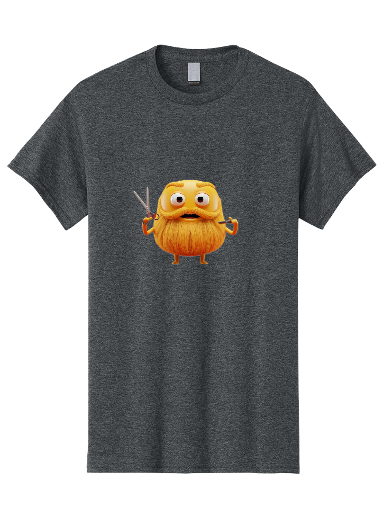 Grooming-Character Men'S Graphic Tee, 100% Cotton, Comfortable Casual Summer Wear, Machine Washable, Anthropomorphic Bread, Cartoon Character, Grooming, Scissors, Comb, Funny, Quirky, Humorous, Cartoon Style, Bread Character, Mustache, Beard Bad171