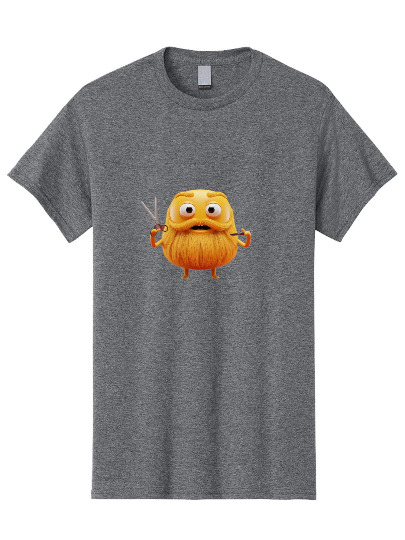 Grooming-Character Men'S Graphic Tee, 100% Cotton, Comfortable Casual Summer Wear, Machine Washable, Anthropomorphic Bread, Cartoon Character, Grooming, Scissors, Comb, Funny, Quirky, Humorous, Cartoon Style, Bread Character, Mustache, Beard Bad171