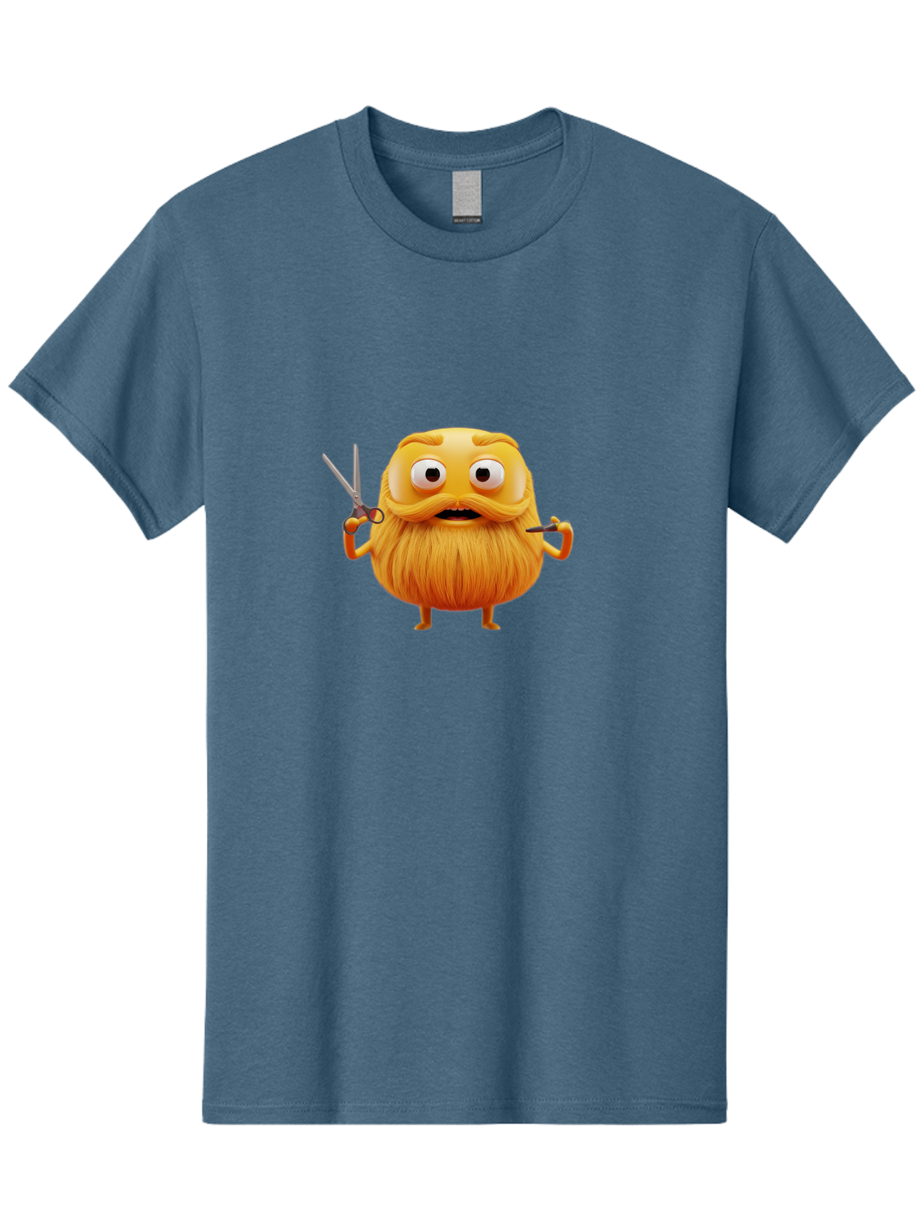 Grooming-Character Men'S Graphic Tee, 100% Cotton, Comfortable Casual Summer Wear, Machine Washable, Anthropomorphic Bread, Cartoon Character, Grooming, Scissors, Comb, Funny, Quirky, Humorous, Cartoon Style, Bread Character, Mustache, Beard Bad171