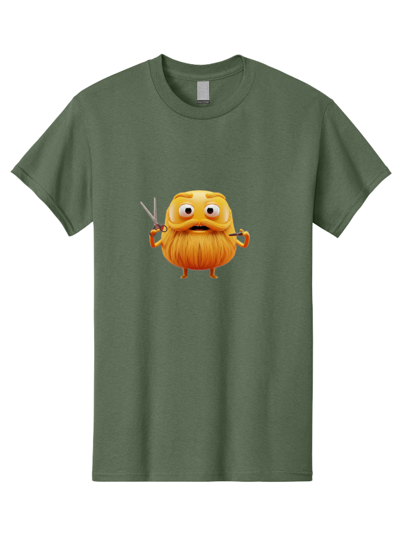 Grooming-Character Men'S Graphic Tee, 100% Cotton, Comfortable Casual Summer Wear, Machine Washable, Anthropomorphic Bread, Cartoon Character, Grooming, Scissors, Comb, Funny, Quirky, Humorous, Cartoon Style, Bread Character, Mustache, Beard Bad171
