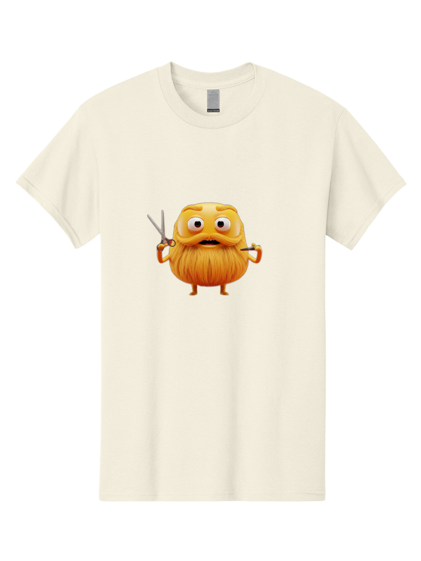 Grooming-Character Men'S Graphic Tee, 100% Cotton, Comfortable Casual Summer Wear, Machine Washable, Anthropomorphic Bread, Cartoon Character, Grooming, Scissors, Comb, Funny, Quirky, Humorous, Cartoon Style, Bread Character, Mustache, Beard Bad171