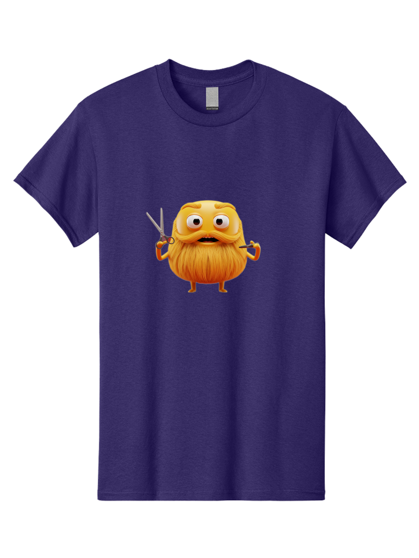 Grooming-Character Men'S Graphic Tee, 100% Cotton, Comfortable Casual Summer Wear, Machine Washable, Anthropomorphic Bread, Cartoon Character, Grooming, Scissors, Comb, Funny, Quirky, Humorous, Cartoon Style, Bread Character, Mustache, Beard Bad171