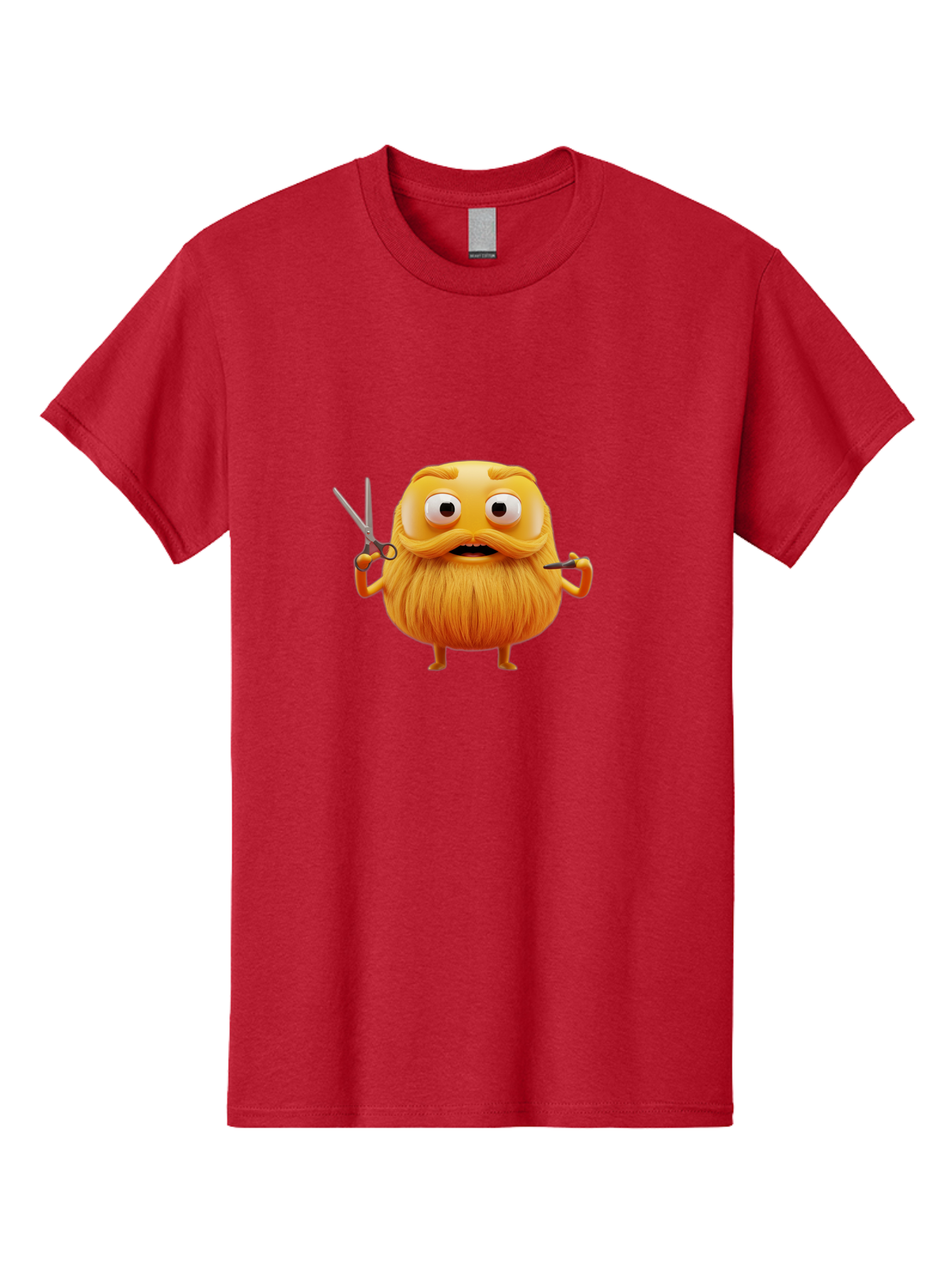Grooming-Character Men'S Graphic Tee, 100% Cotton, Comfortable Casual Summer Wear, Machine Washable, Anthropomorphic Bread, Cartoon Character, Grooming, Scissors, Comb, Funny, Quirky, Humorous, Cartoon Style, Bread Character, Mustache, Beard Bad171