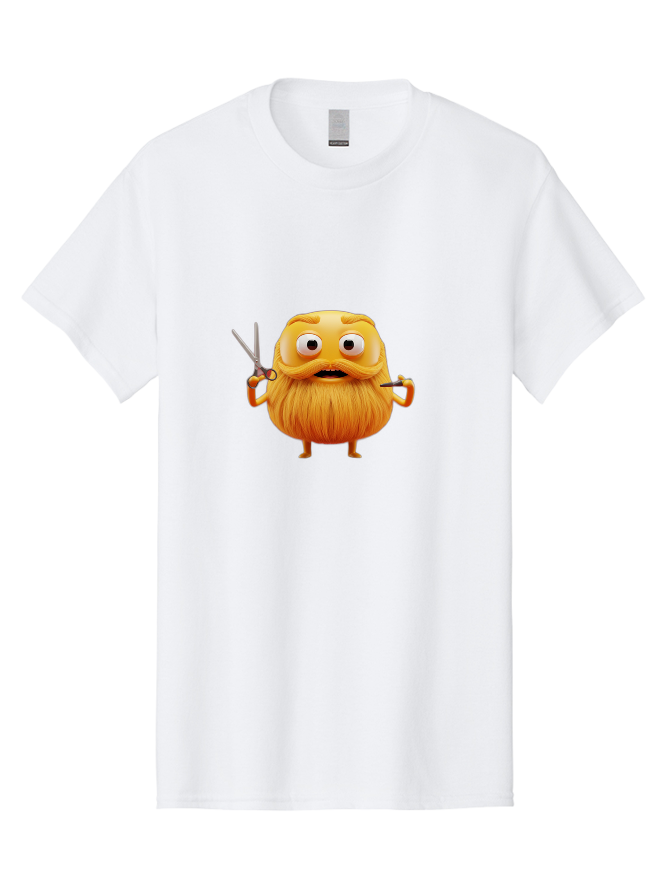 Grooming-Character Men'S Graphic Tee, 100% Cotton, Comfortable Casual Summer Wear, Machine Washable, Anthropomorphic Bread, Cartoon Character, Grooming, Scissors, Comb, Funny, Quirky, Humorous, Cartoon Style, Bread Character, Mustache, Beard Bad171
