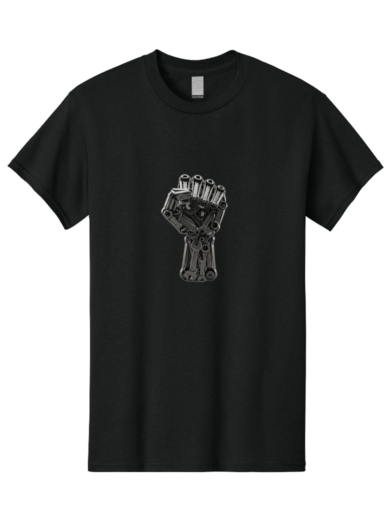 Gun-Hand Men'S Graphic Tee, 100% Cotton, Comfortable Casual Summer Wear, Machine Washable, Hand Made From Guns, Gun Violence, Protest Art, Mechanical Hand, Creative Sculpture, Social Commentary, Symbolic Representation, Powerful Statement, Bad173