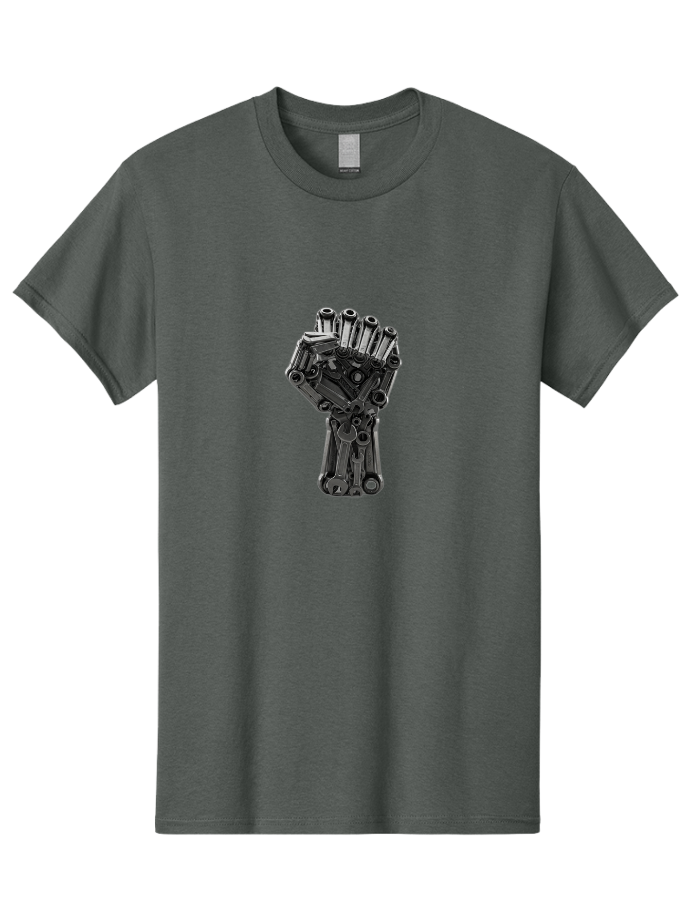 Gun-Hand Men'S Graphic Tee, 100% Cotton, Comfortable Casual Summer Wear, Machine Washable, Hand Made From Guns, Gun Violence, Protest Art, Mechanical Hand, Creative Sculpture, Social Commentary, Symbolic Representation, Powerful Statement, Bad173