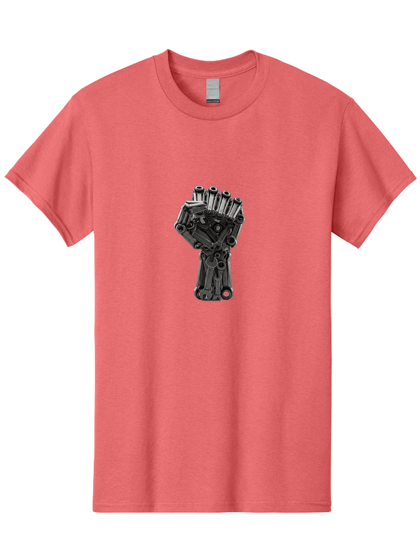 Gun-Hand Men'S Graphic Tee, 100% Cotton, Comfortable Casual Summer Wear, Machine Washable, Hand Made From Guns, Gun Violence, Protest Art, Mechanical Hand, Creative Sculpture, Social Commentary, Symbolic Representation, Powerful Statement, Bad173