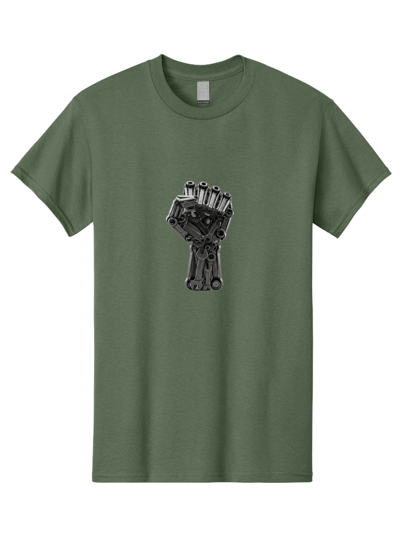 Gun-Hand Men'S Graphic Tee, 100% Cotton, Comfortable Casual Summer Wear, Machine Washable, Hand Made From Guns, Gun Violence, Protest Art, Mechanical Hand, Creative Sculpture, Social Commentary, Symbolic Representation, Powerful Statement, Bad173