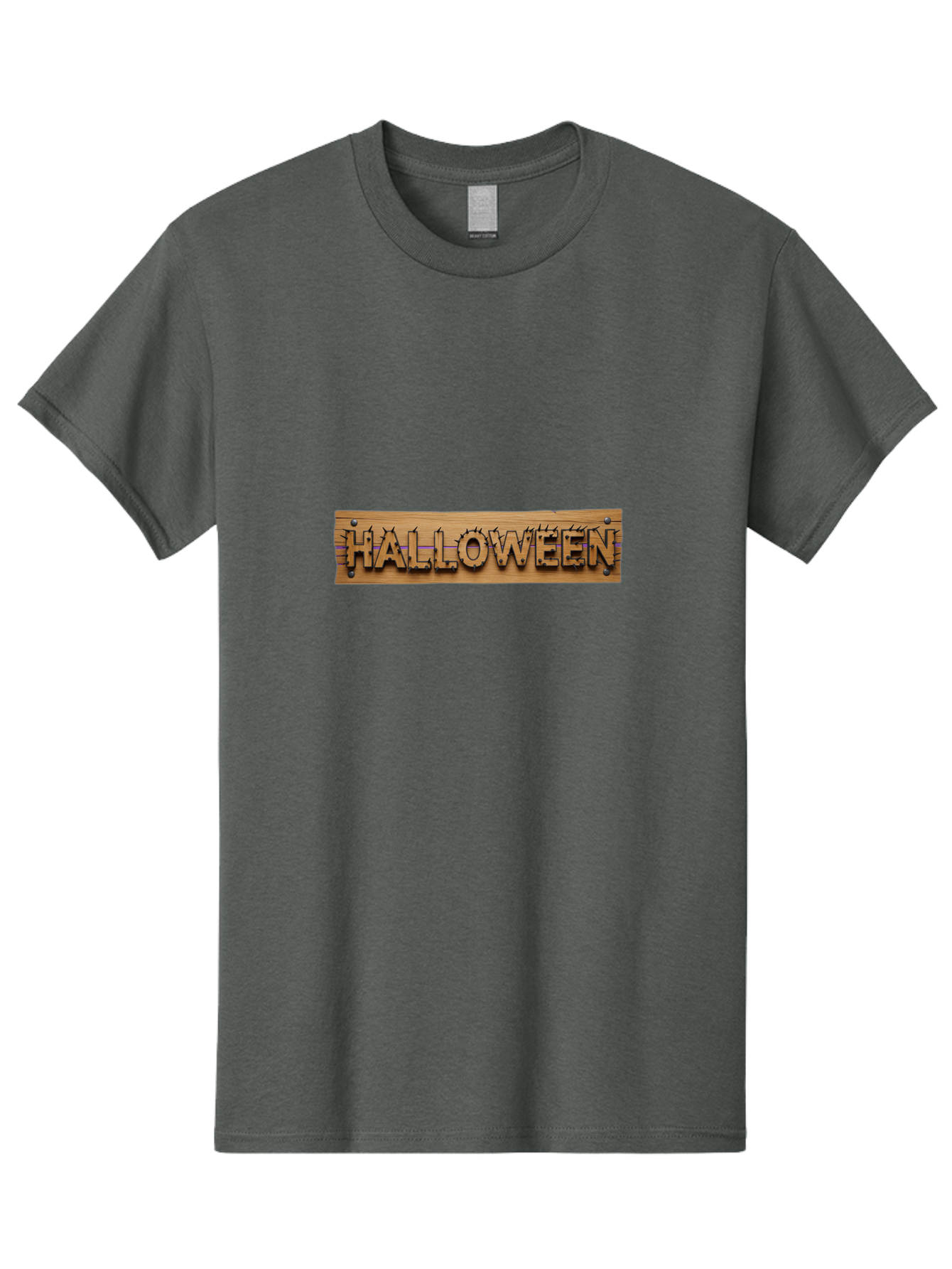 Halloween-Wooden-Sign Men'S Graphic Tee, 100% Cotton, Comfortable Casual Summer Wear, Machine Washable, Halloween Theme, Wooden Sign, Horror Elements, Spooky Atmosphere, Halloween Decorations, Autumn Festivities, Halloween Party Bad178