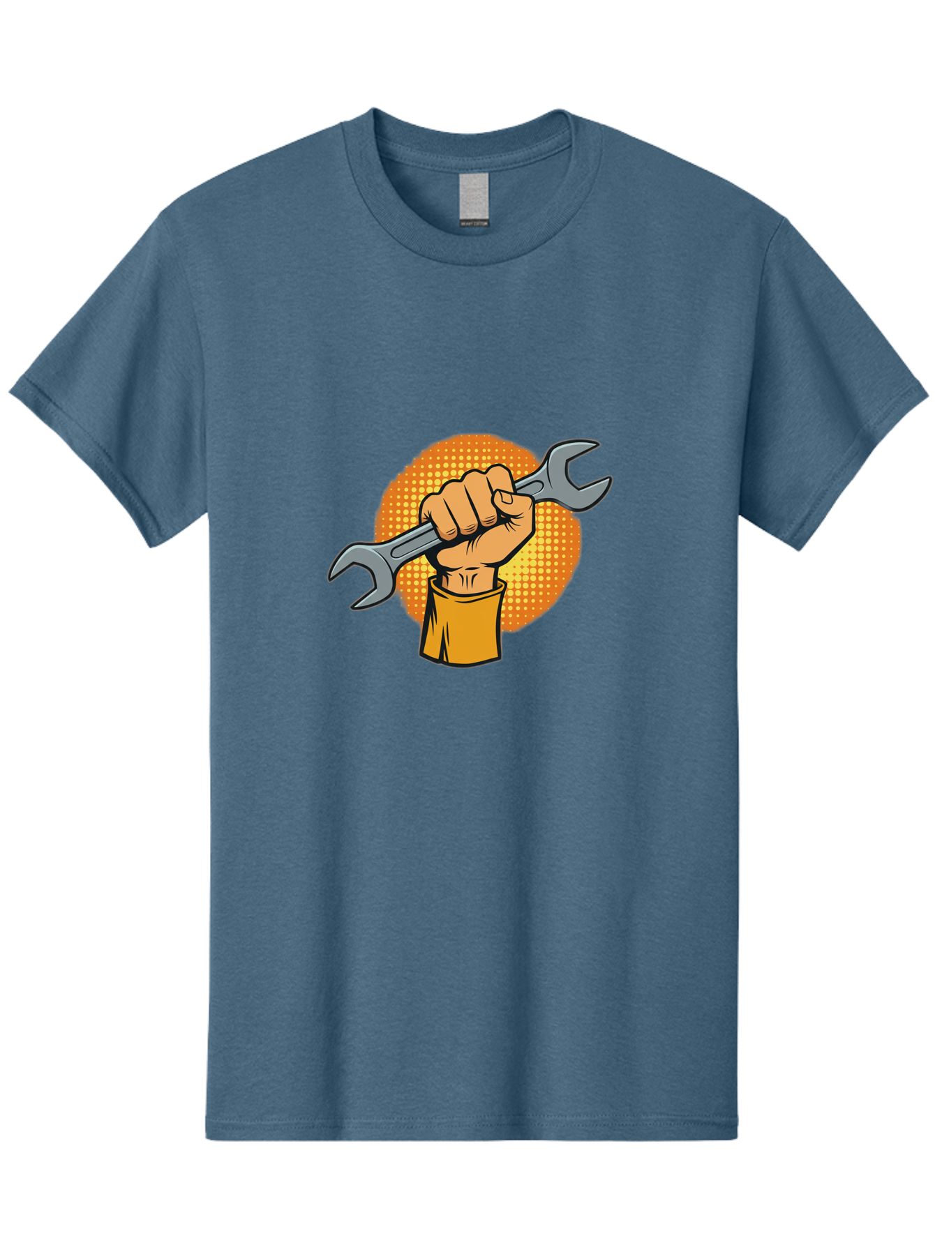 Hand-Holding-Spanner Men'S Graphic Tee, 100% Cotton, Comfortable Casual Summer Wear, Machine Washable, Hand Holding Wrench, Diy Repair, Mechanic Tools, Toolbox Essentials, Handyman Work, Repair Services, Construction Equipment, Bad184