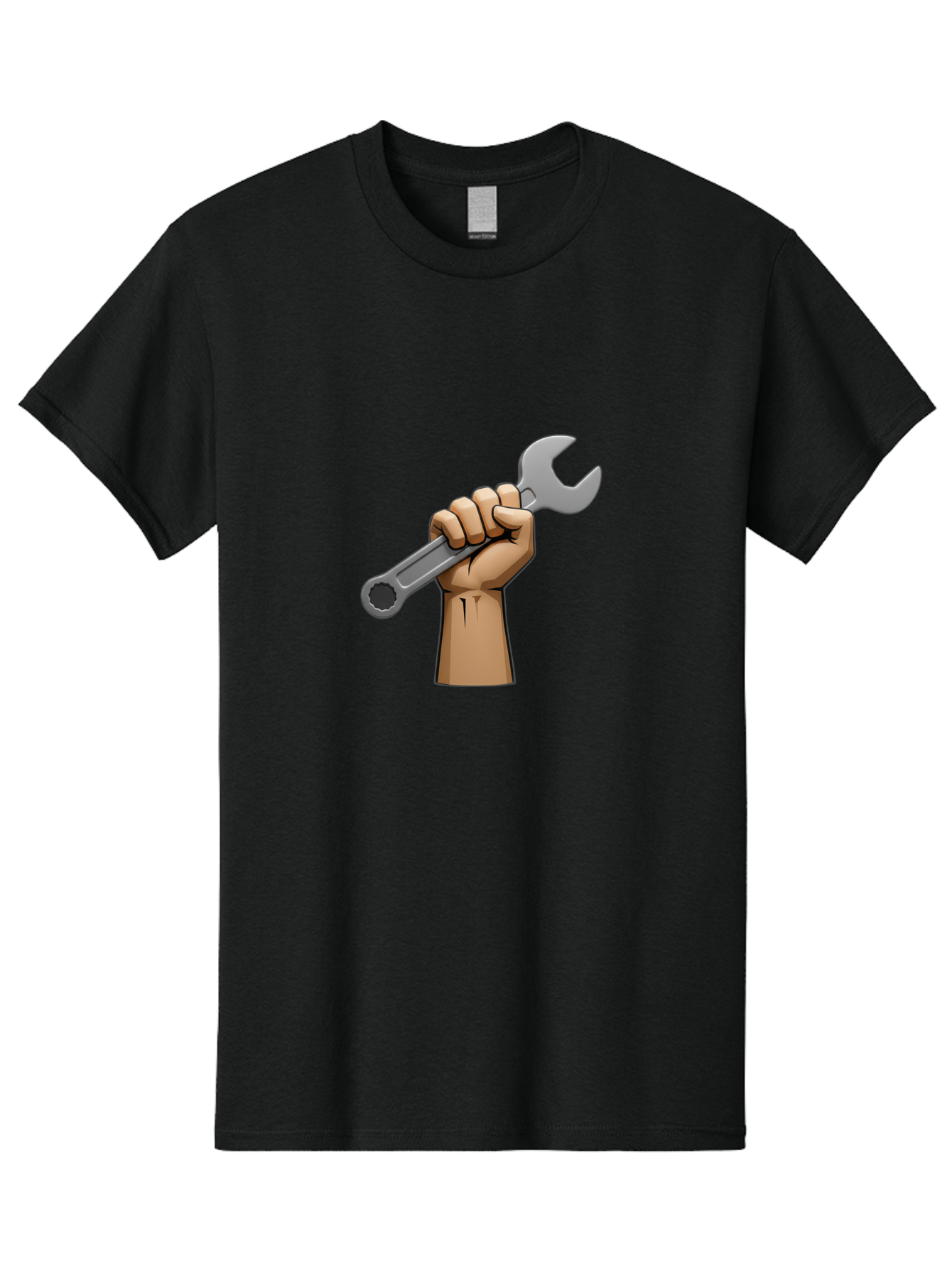 Hand-Holding-Wrench Men'S Graphic Tee, 100% Cotton, Comfortable Casual Summer Wear, Machine Washable, Cartoon Hand Holding Wrench, Hand Gripping Spanner, Adjustable Wrench, Diy Tool, Repair Equipment, Maintenance Symbol, Hand Tool Bad186