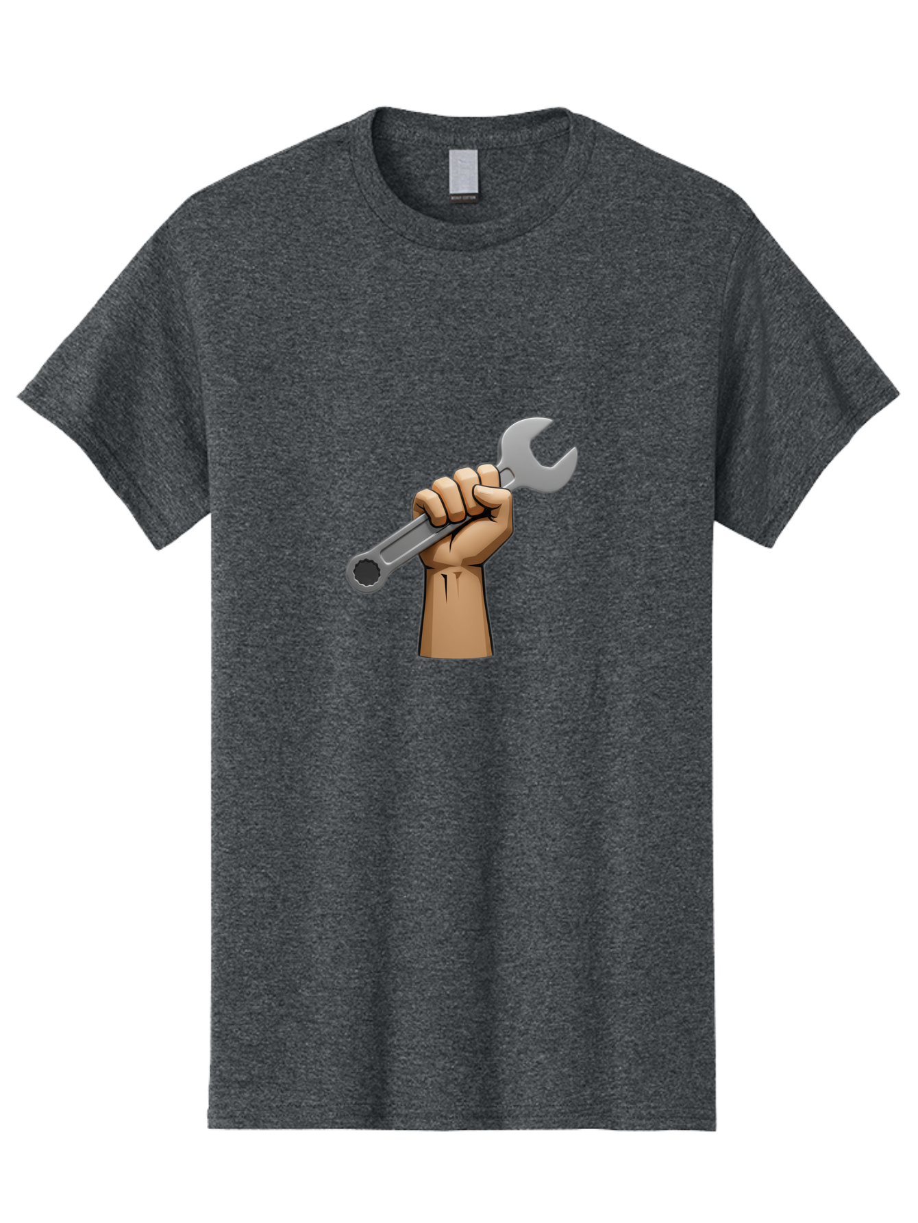 Hand-Holding-Wrench Men'S Graphic Tee, 100% Cotton, Comfortable Casual Summer Wear, Machine Washable, Cartoon Hand Holding Wrench, Hand Gripping Spanner, Adjustable Wrench, Diy Tool, Repair Equipment, Maintenance Symbol, Hand Tool Bad186