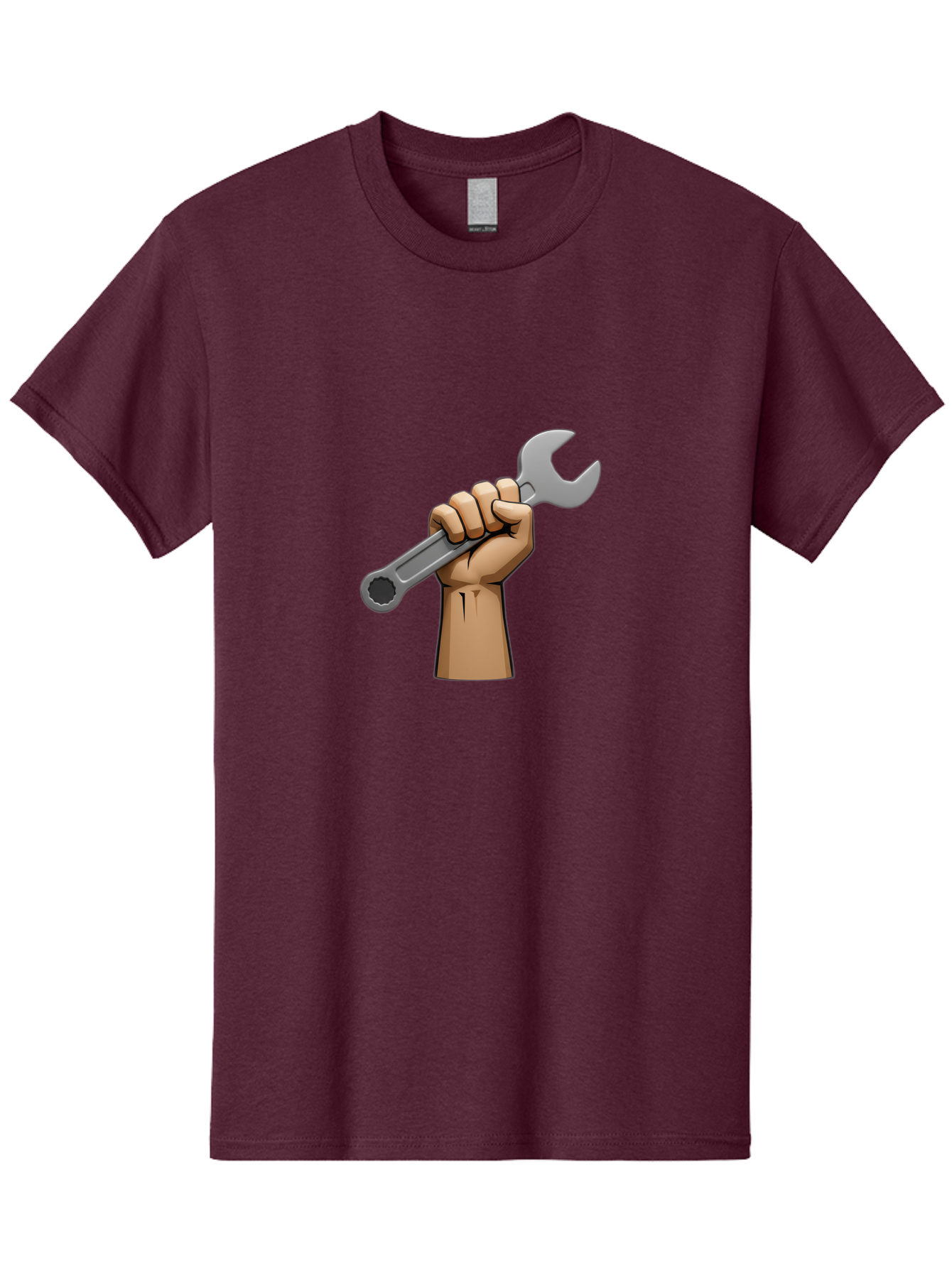Hand-Holding-Wrench Men'S Graphic Tee, 100% Cotton, Comfortable Casual Summer Wear, Machine Washable, Cartoon Hand Holding Wrench, Hand Gripping Spanner, Adjustable Wrench, Diy Tool, Repair Equipment, Maintenance Symbol, Hand Tool Bad186