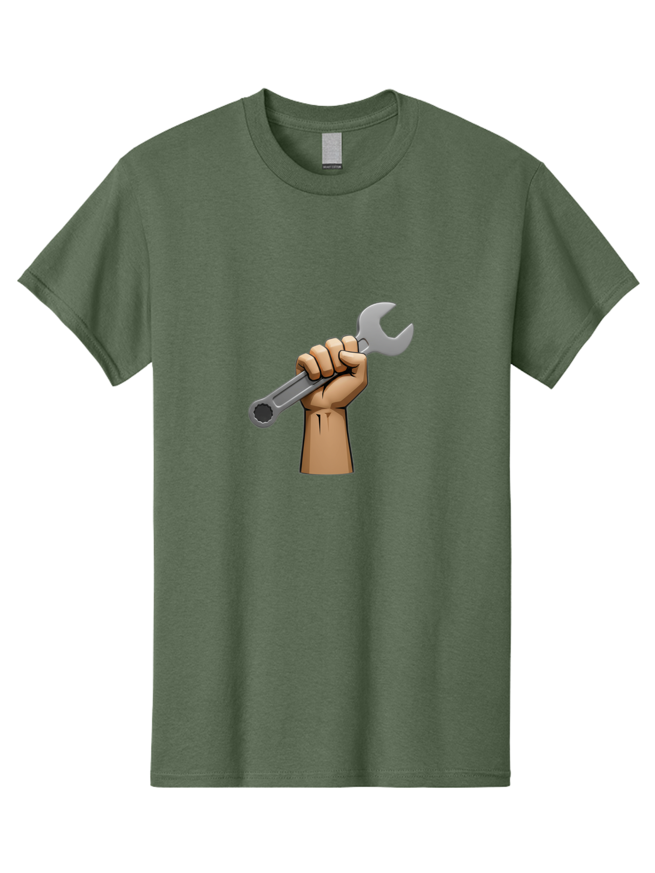 Hand-Holding-Wrench Men'S Graphic Tee, 100% Cotton, Comfortable Casual Summer Wear, Machine Washable, Cartoon Hand Holding Wrench, Hand Gripping Spanner, Adjustable Wrench, Diy Tool, Repair Equipment, Maintenance Symbol, Hand Tool Bad186