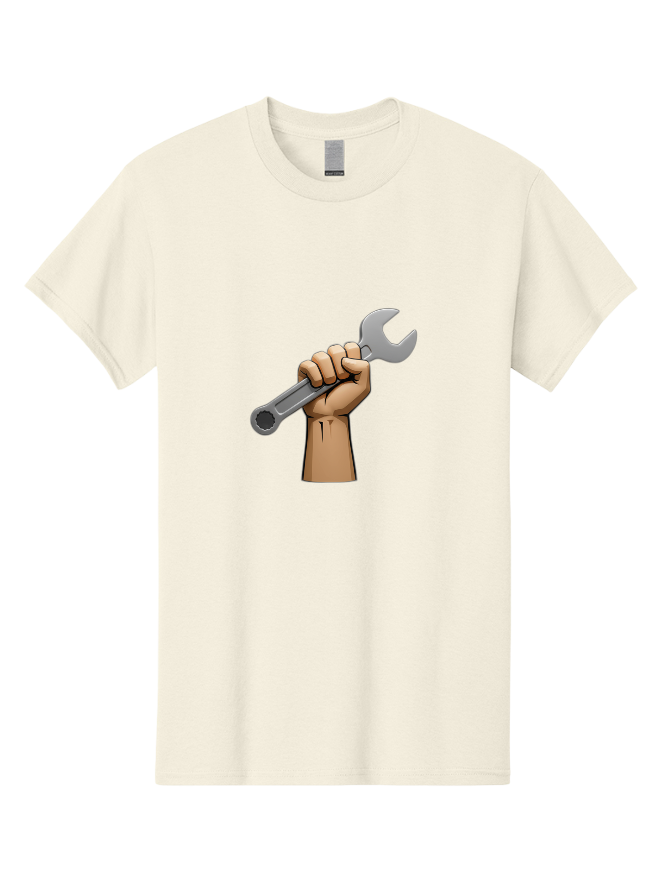 Hand-Holding-Wrench Men'S Graphic Tee, 100% Cotton, Comfortable Casual Summer Wear, Machine Washable, Cartoon Hand Holding Wrench, Hand Gripping Spanner, Adjustable Wrench, Diy Tool, Repair Equipment, Maintenance Symbol, Hand Tool Bad186
