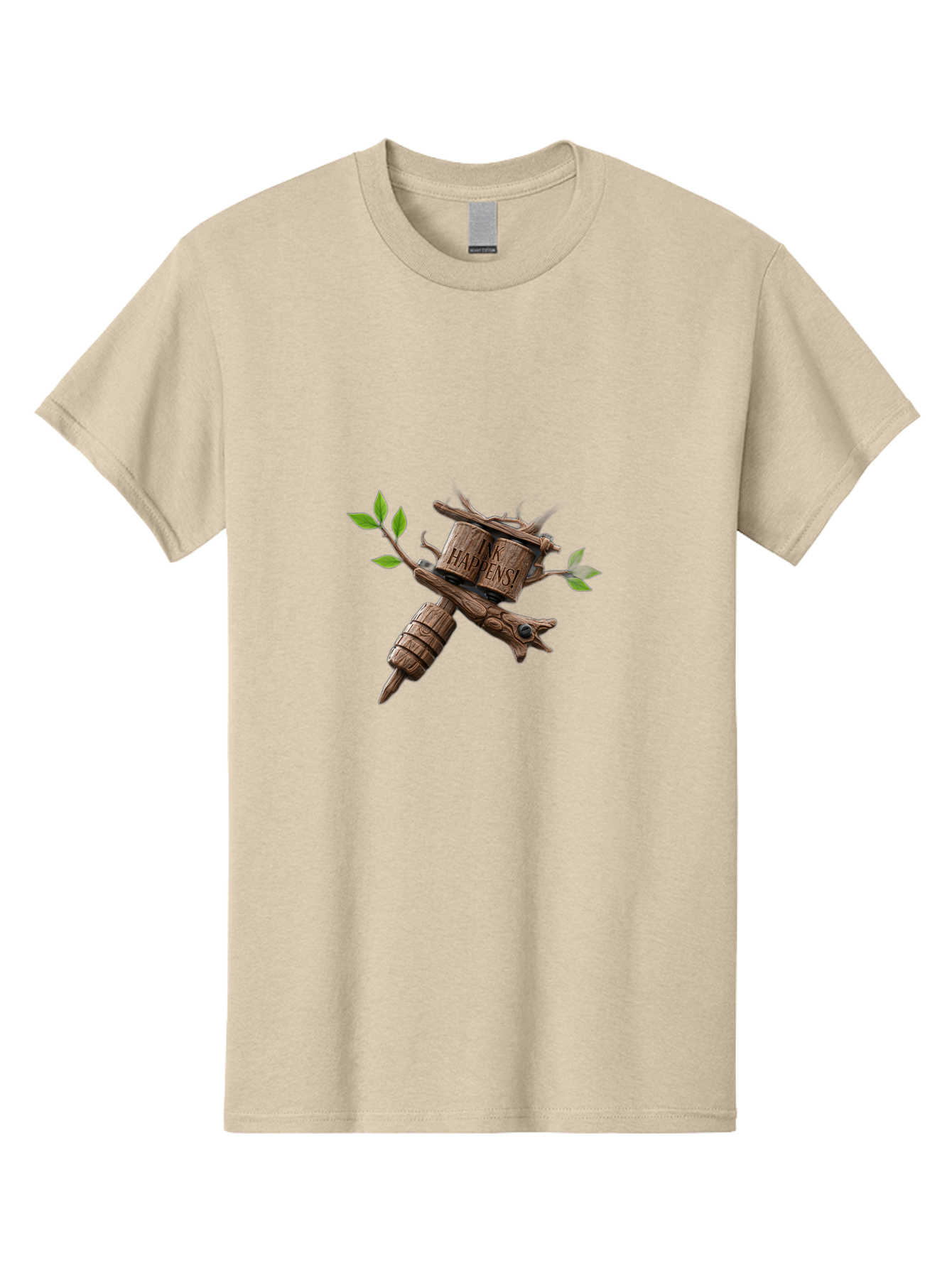 Happens Men'S Graphic Tee, 100% Cotton, Comfortable Casual Summer Wear, Machine Washable, Wooden Tattoo Machine, Tattoo Art, Body Art, Creative Expression, Unique Design, Handmade, Ink, Tattoo Culture, Artistry Bad188