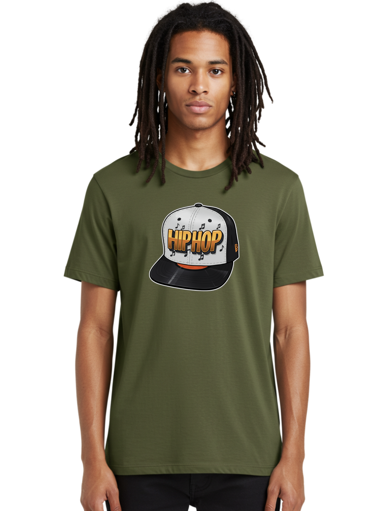 Hip-Hop Men'S Graphic Tee, 100% Cotton, Comfortable Casual Summer Wear, Machine Washable, Hip Hop Hat, Snapback Cap, Streetwear Fashion, Musical Notes, Bold Graphics, Urban Style, Trendy Accessories, Rap Culture, Stylish Headwear, Bad197