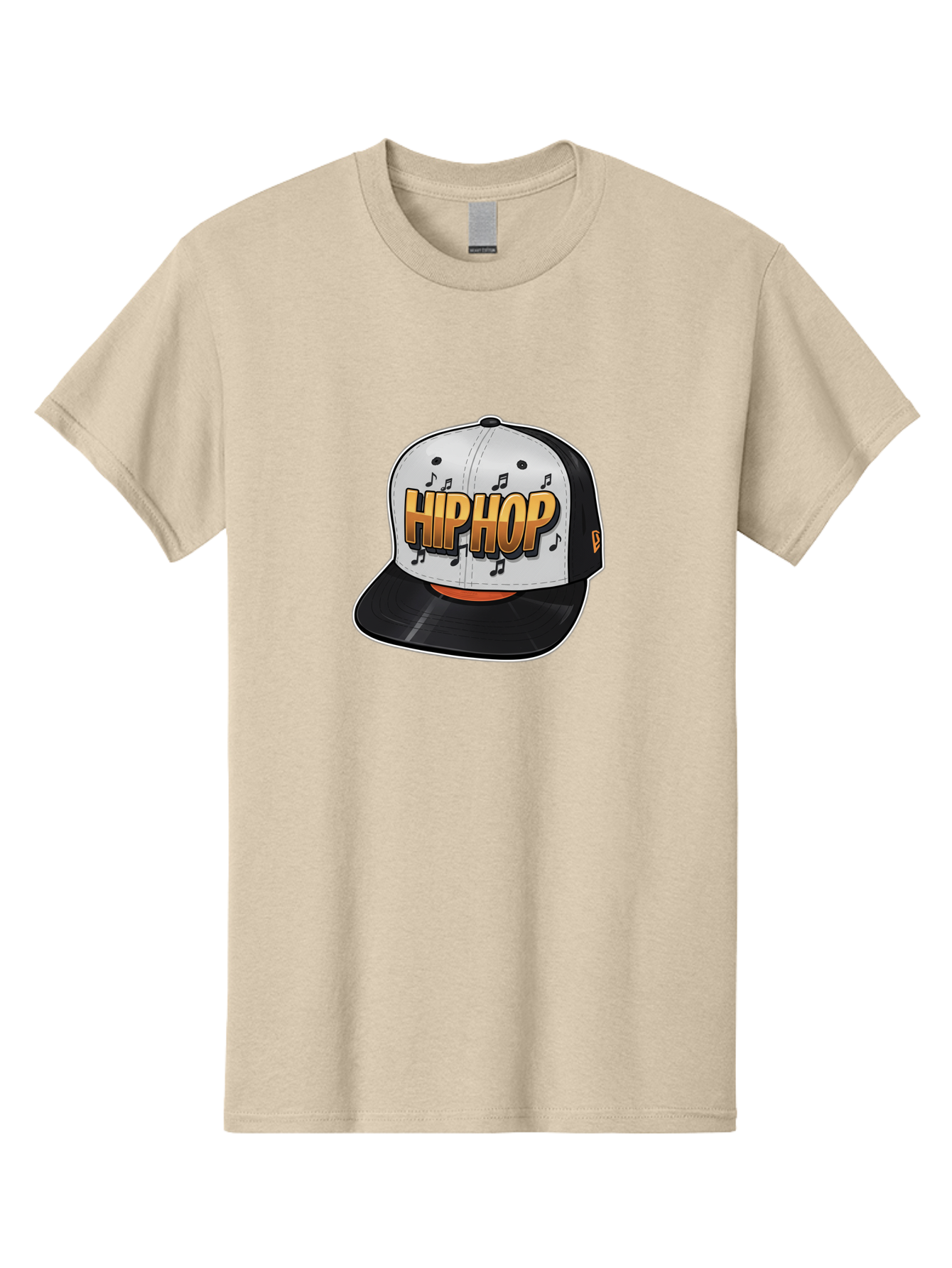 Hip-Hop Men'S Graphic Tee, 100% Cotton, Comfortable Casual Summer Wear, Machine Washable, Hip Hop Hat, Snapback Cap, Streetwear Fashion, Musical Notes, Bold Graphics, Urban Style, Trendy Accessories, Rap Culture, Stylish Headwear, Bad197