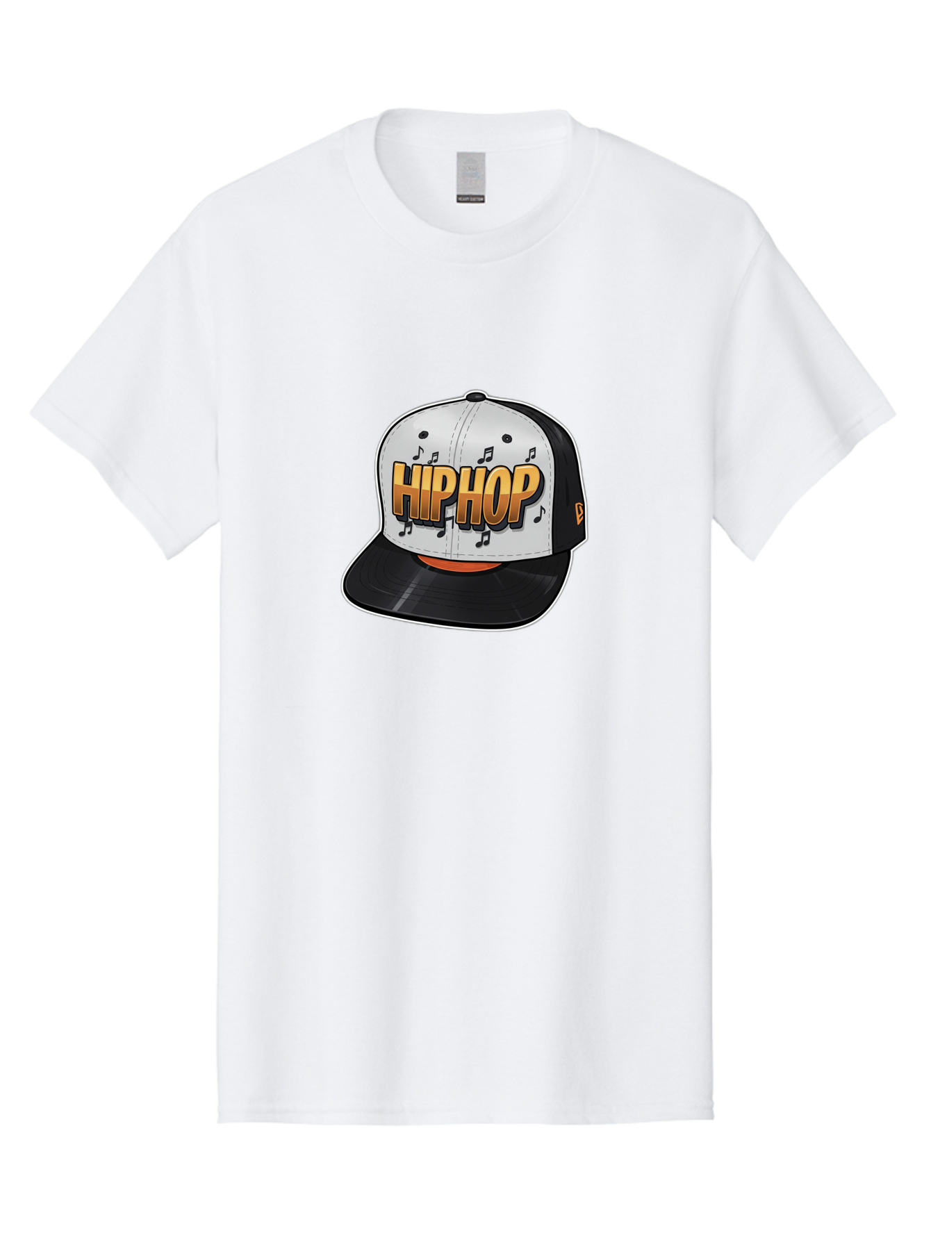 Hip-Hop Men'S Graphic Tee, 100% Cotton, Comfortable Casual Summer Wear, Machine Washable, Hip Hop Hat, Snapback Cap, Streetwear Fashion, Musical Notes, Bold Graphics, Urban Style, Trendy Accessories, Rap Culture, Stylish Headwear, Bad197