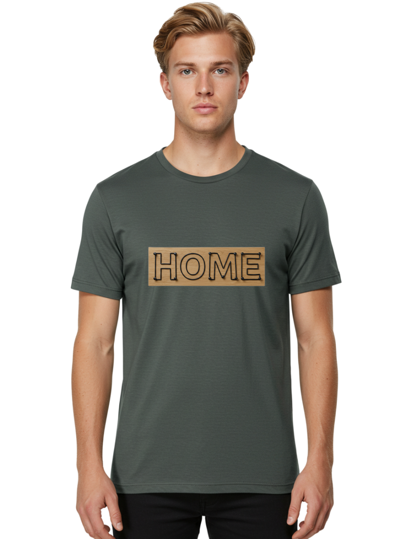 Home Men'S Graphic Tee, 100% Cotton, Comfortable Casual Summer Wear, Machine Washable, Wooden Sign, Home Sign, Marquee Letters, Rustic Decor, Home Decor, Wooden Marquee, Vintage Style, Home Sweet Home Bad199