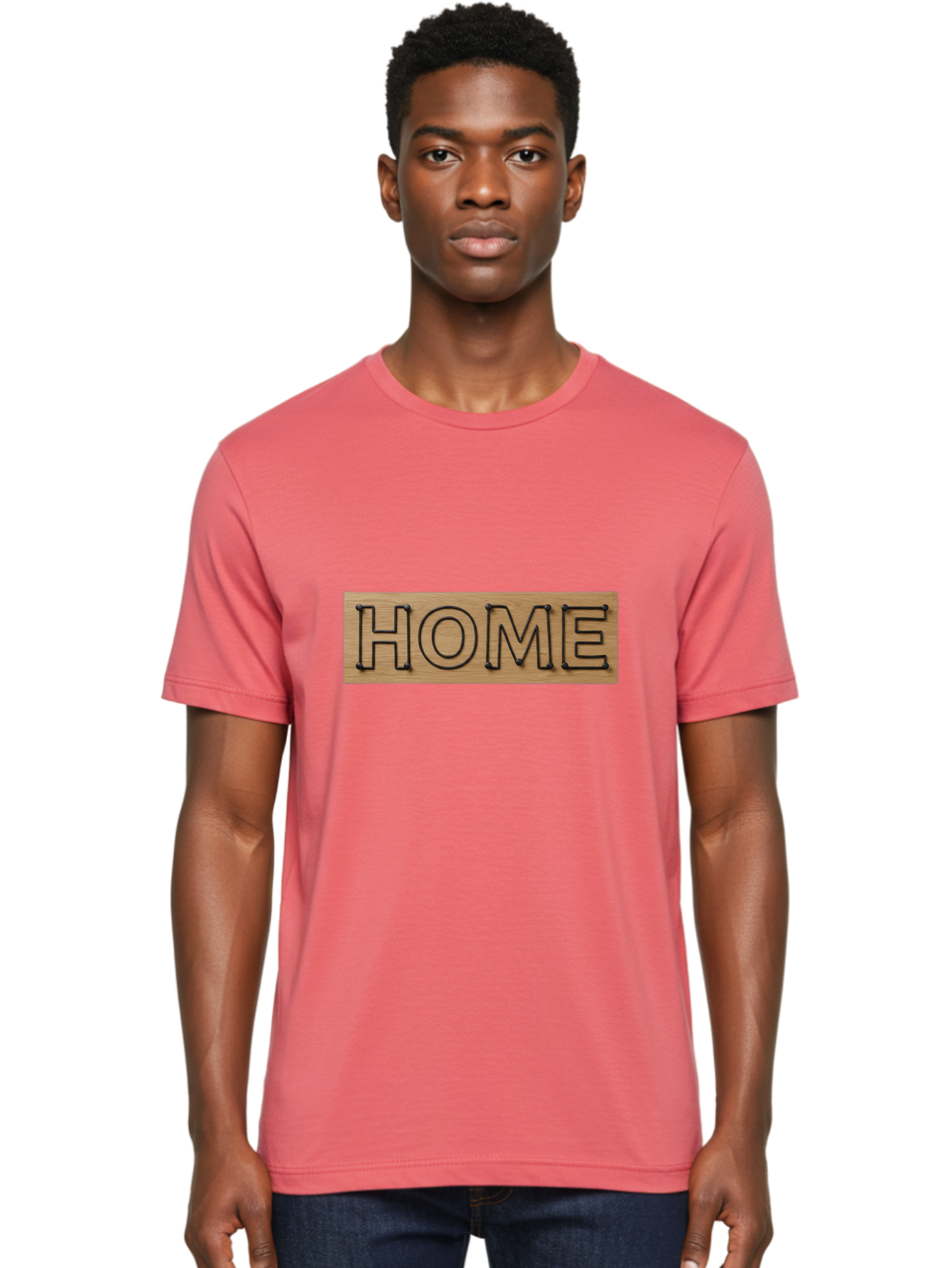 Home Men'S Graphic Tee, 100% Cotton, Comfortable Casual Summer Wear, Machine Washable, Wooden Sign, Home Sign, Marquee Letters, Rustic Decor, Home Decor, Wooden Marquee, Vintage Style, Home Sweet Home Bad199