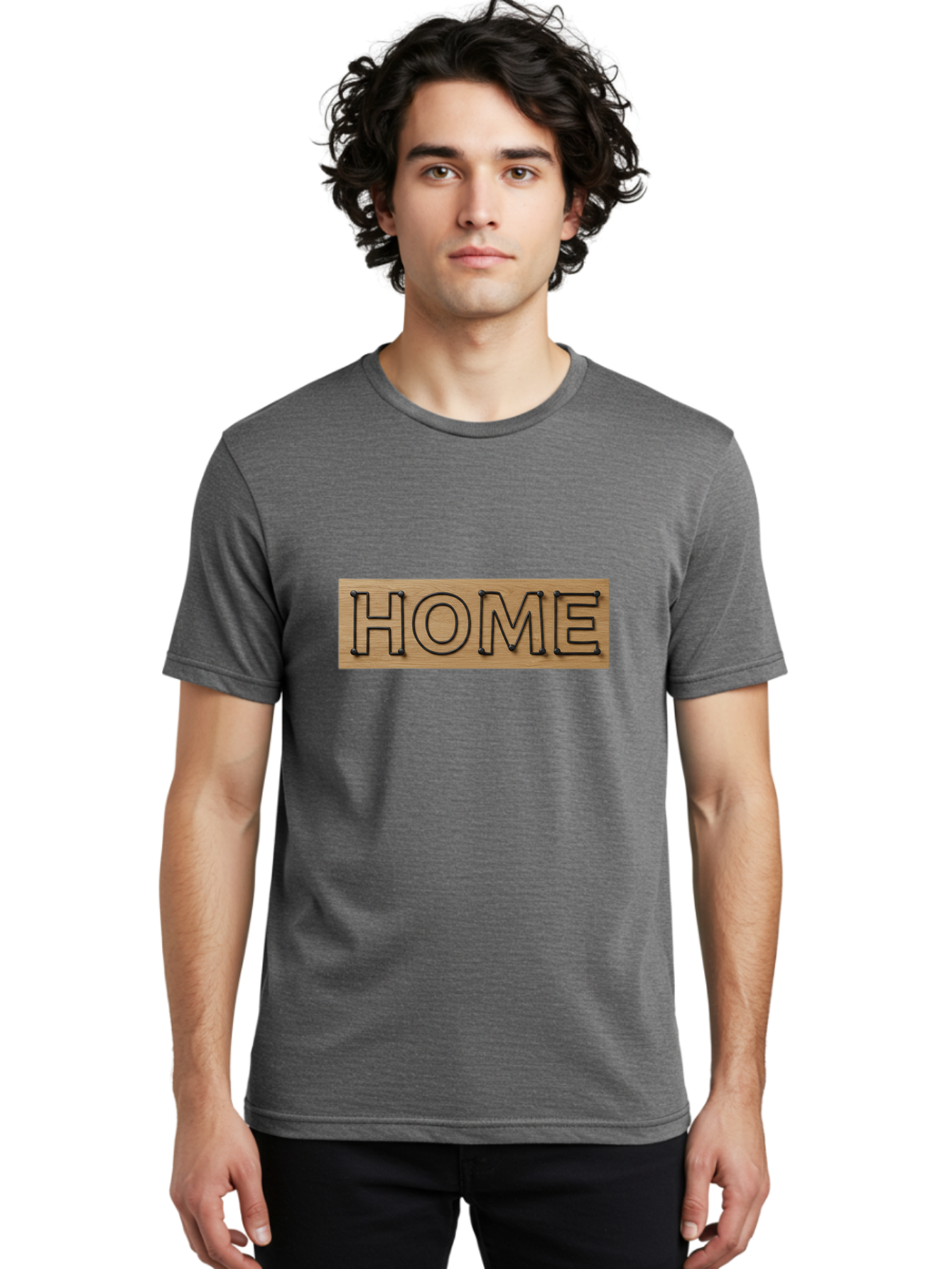 Home Men'S Graphic Tee, 100% Cotton, Comfortable Casual Summer Wear, Machine Washable, Wooden Sign, Home Sign, Marquee Letters, Rustic Decor, Home Decor, Wooden Marquee, Vintage Style, Home Sweet Home Bad199
