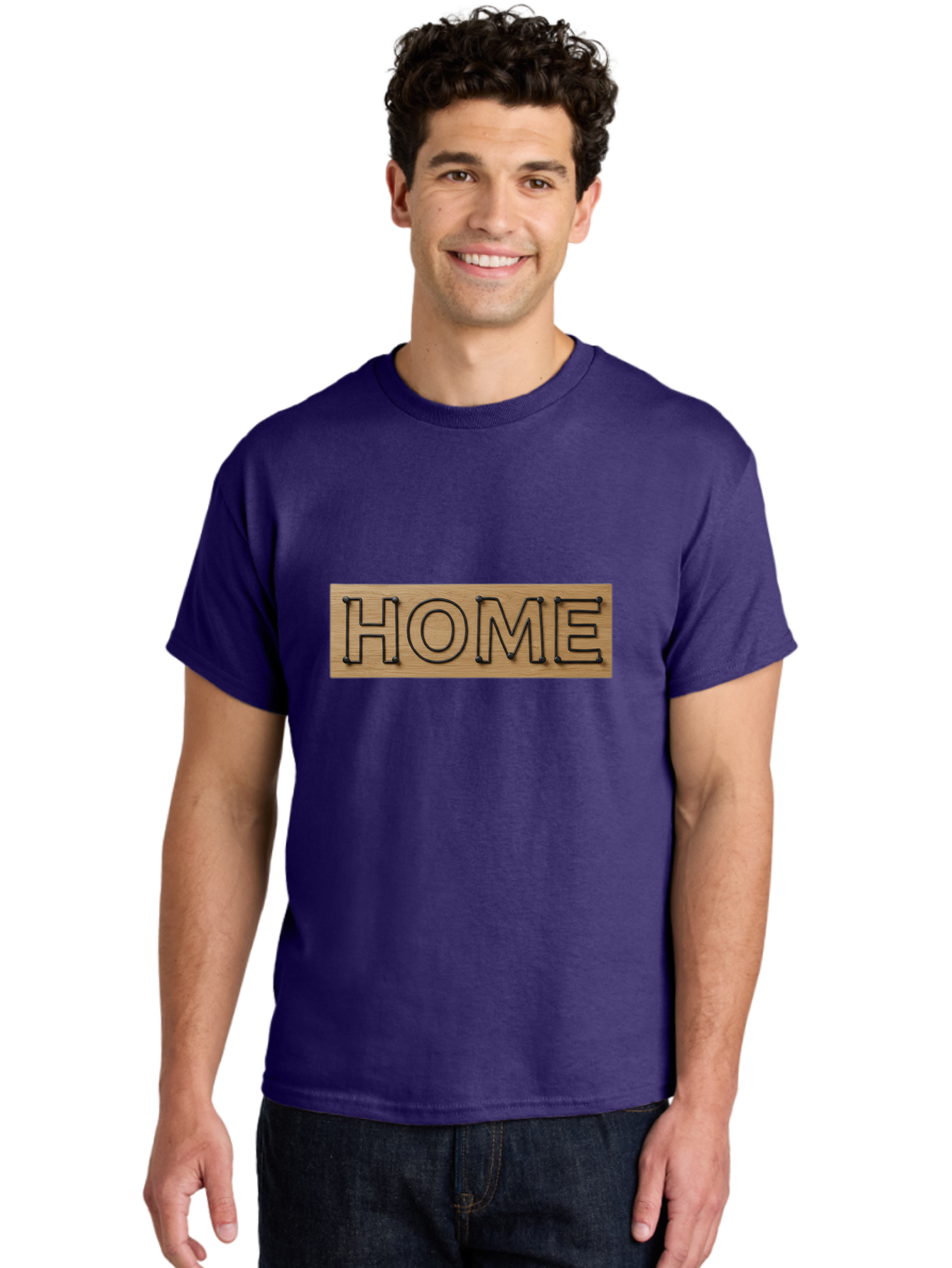 Home Men'S Graphic Tee, 100% Cotton, Comfortable Casual Summer Wear, Machine Washable, Wooden Sign, Home Sign, Marquee Letters, Rustic Decor, Home Decor, Wooden Marquee, Vintage Style, Home Sweet Home Bad199