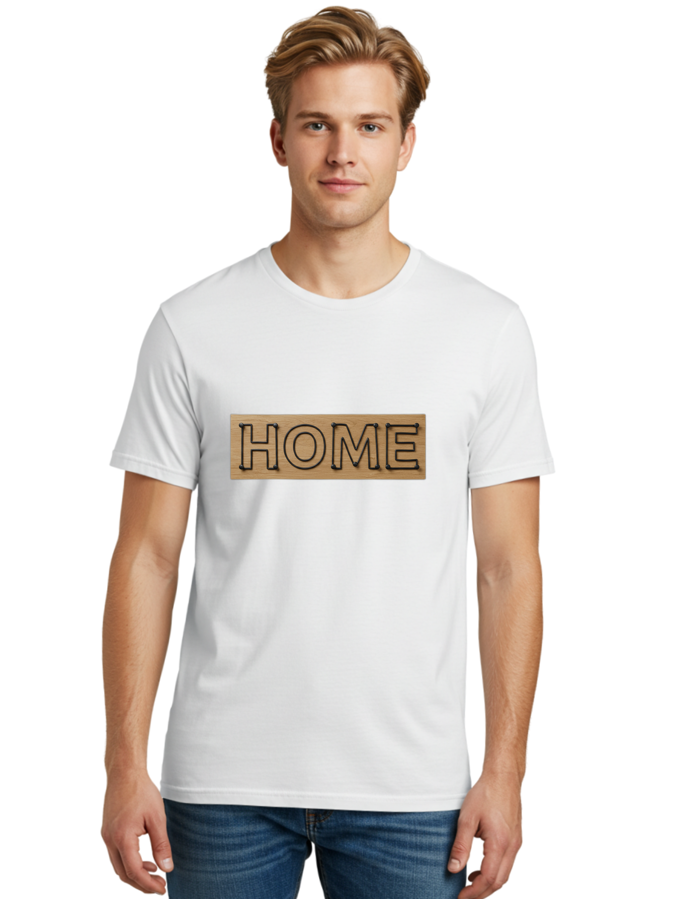 Home Men'S Graphic Tee, 100% Cotton, Comfortable Casual Summer Wear, Machine Washable, Wooden Sign, Home Sign, Marquee Letters, Rustic Decor, Home Decor, Wooden Marquee, Vintage Style, Home Sweet Home Bad199